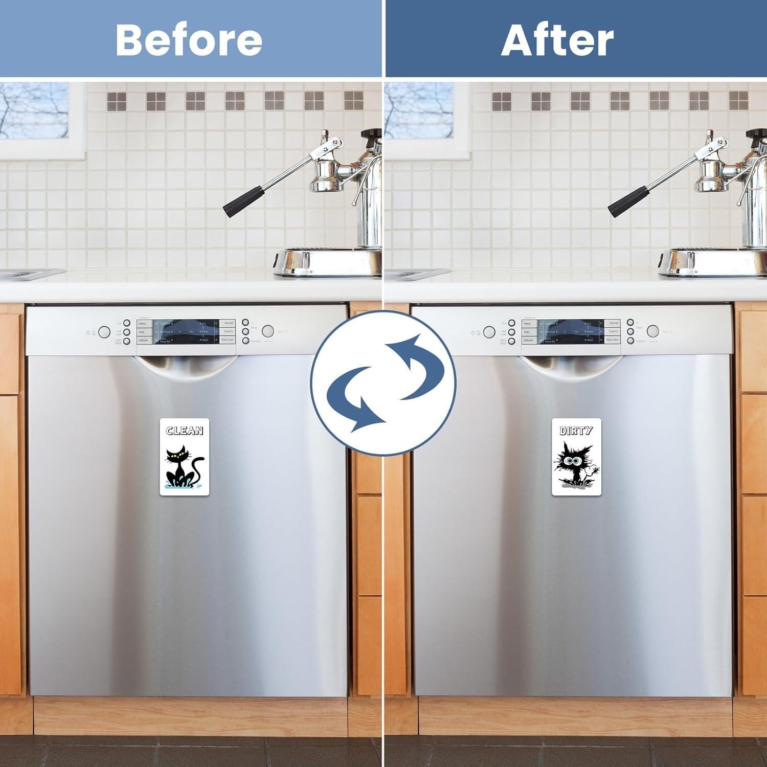 Imán Limpio Sucio HSSPIRITZ Gato Negro 8.9x5.6cm Doble Cara