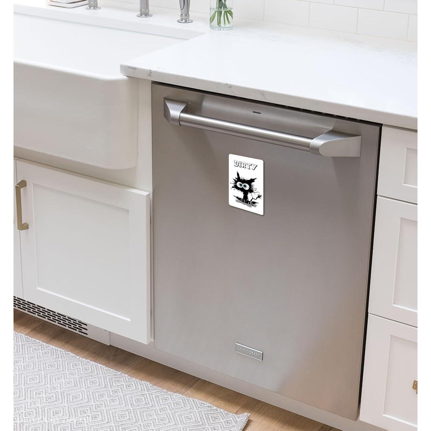 Imán Limpio Sucio HSSPIRITZ Gato Negro 8.9x5.6cm Doble Cara