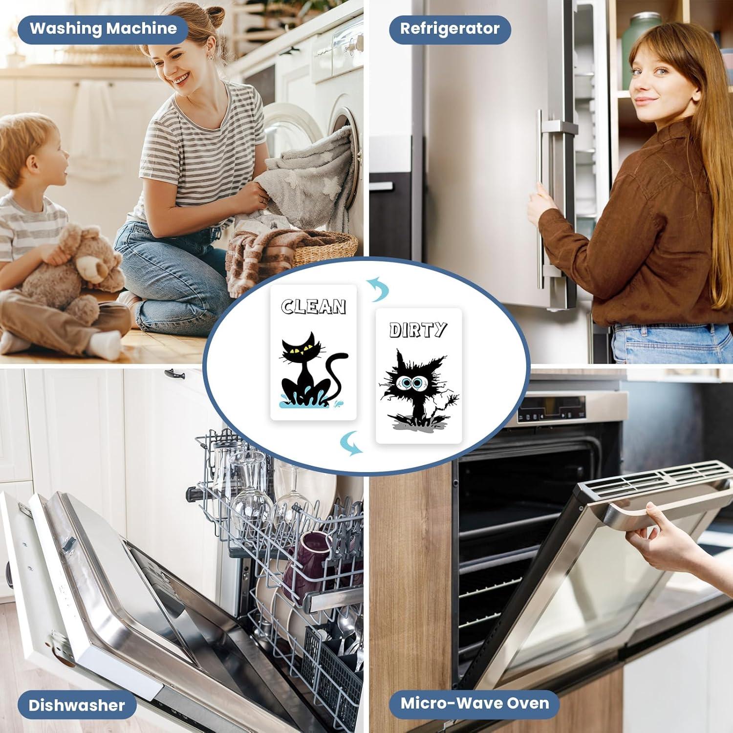 Imán Limpio Sucio HSSPIRITZ Gato Negro 8.9x5.6cm Doble Cara