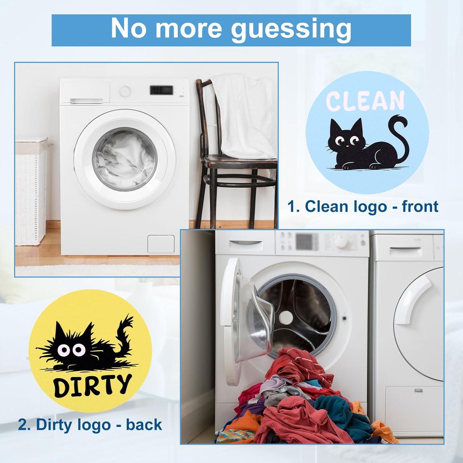 2 Imán Magnético Limpio Sucio Gato Lasuroa 9x9cm Decoración