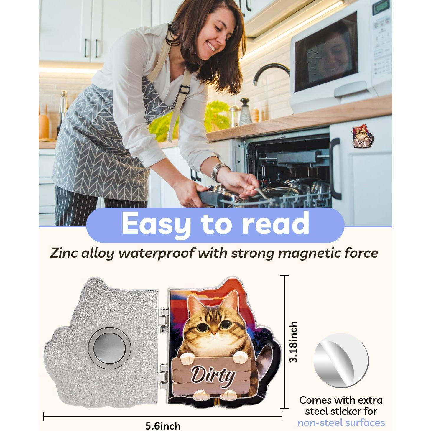 Imán para Lavavajillas Eeauld Gato Limpio Sucio 7.62 cm