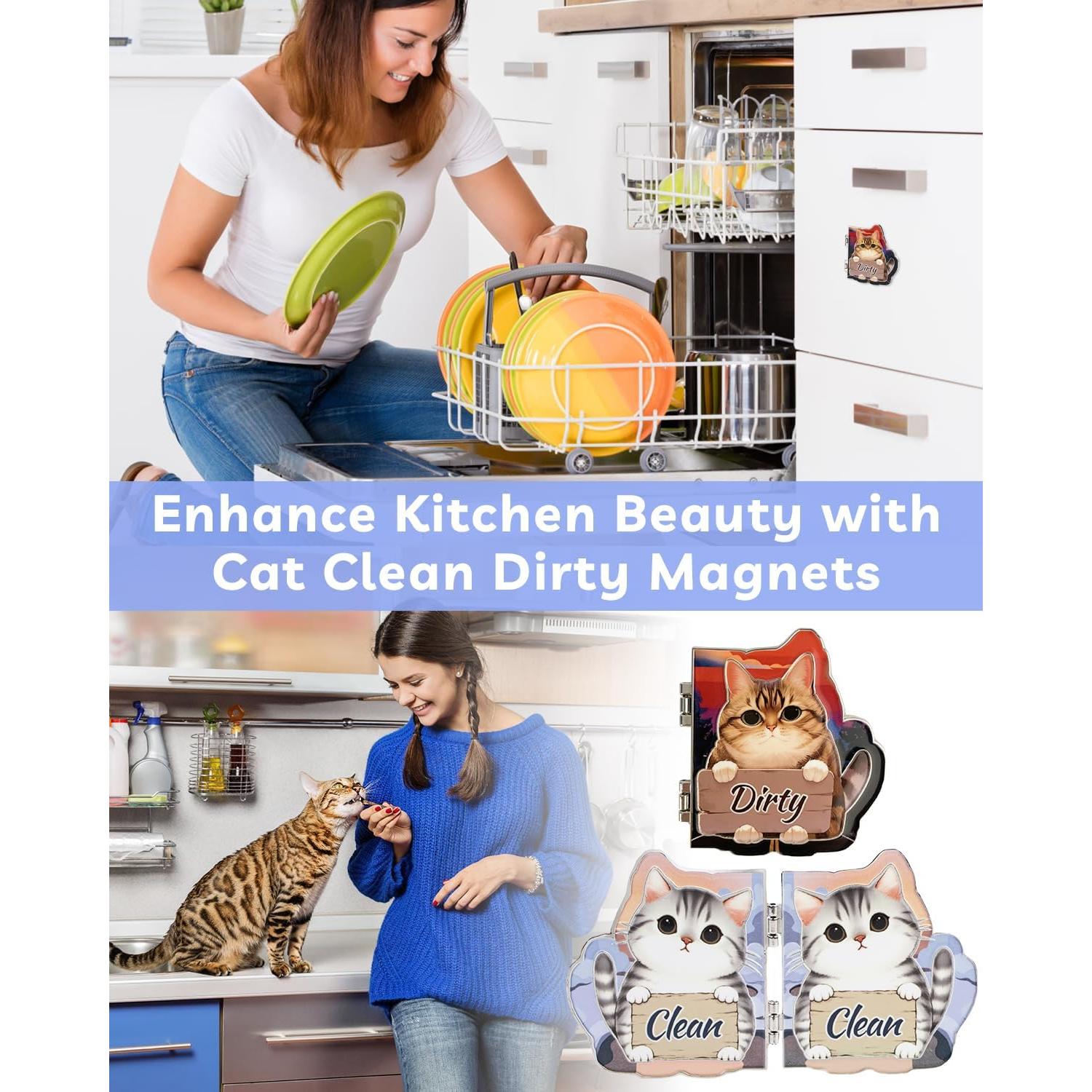 Imán para Lavavajillas Eeauld Gato Limpio Sucio 7.62 cm