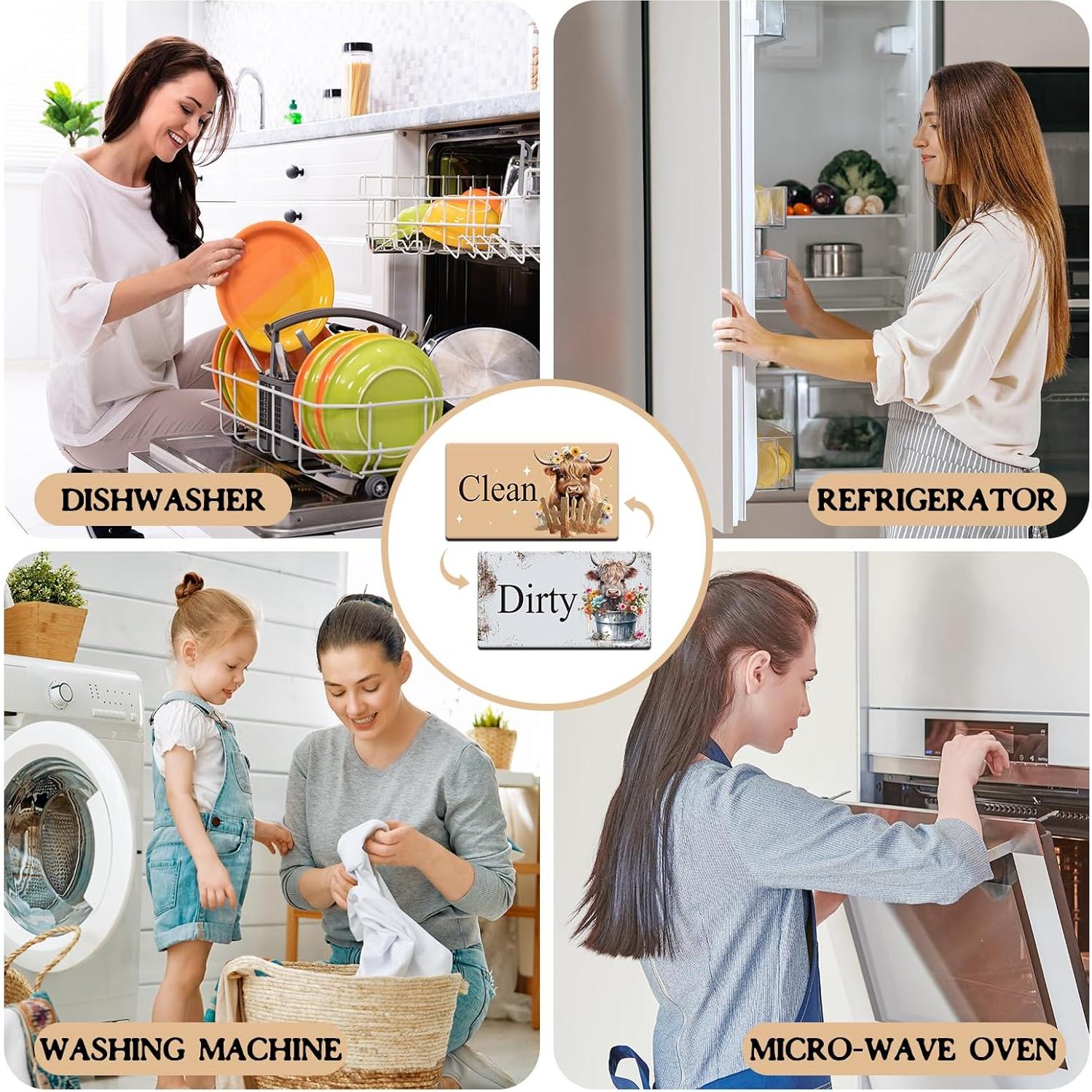 Imán Limpio Sucio Dazoratix 2 Pcs Vaca para Lavavajillas