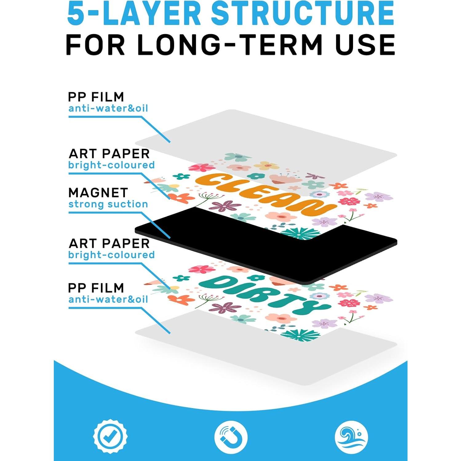 Imán de Lavavajillas Limpio Sucio PWHINGN Flor 9.7x5.6cm