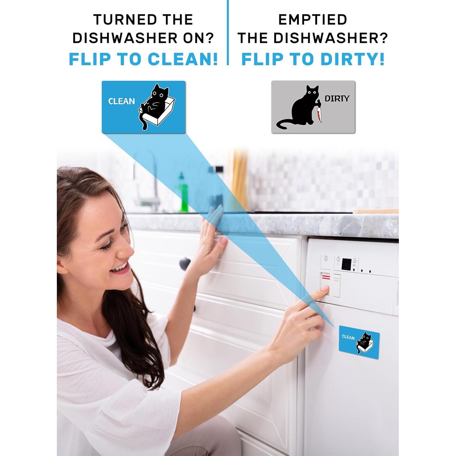 Imán de Lavavajillas PWHINGN Gato Negro Limpio Sucio 9.7x5.6cm