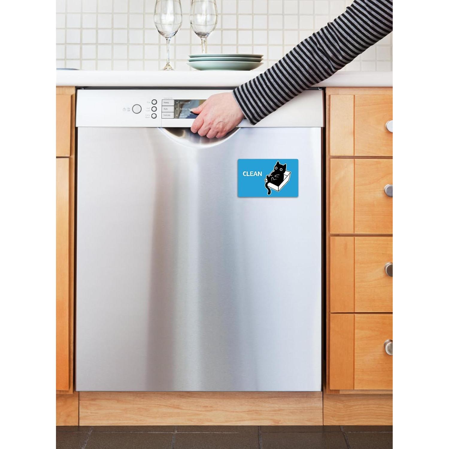 Imán de Lavavajillas PWHINGN Gato Negro Limpio Sucio 9.7x5.6cm