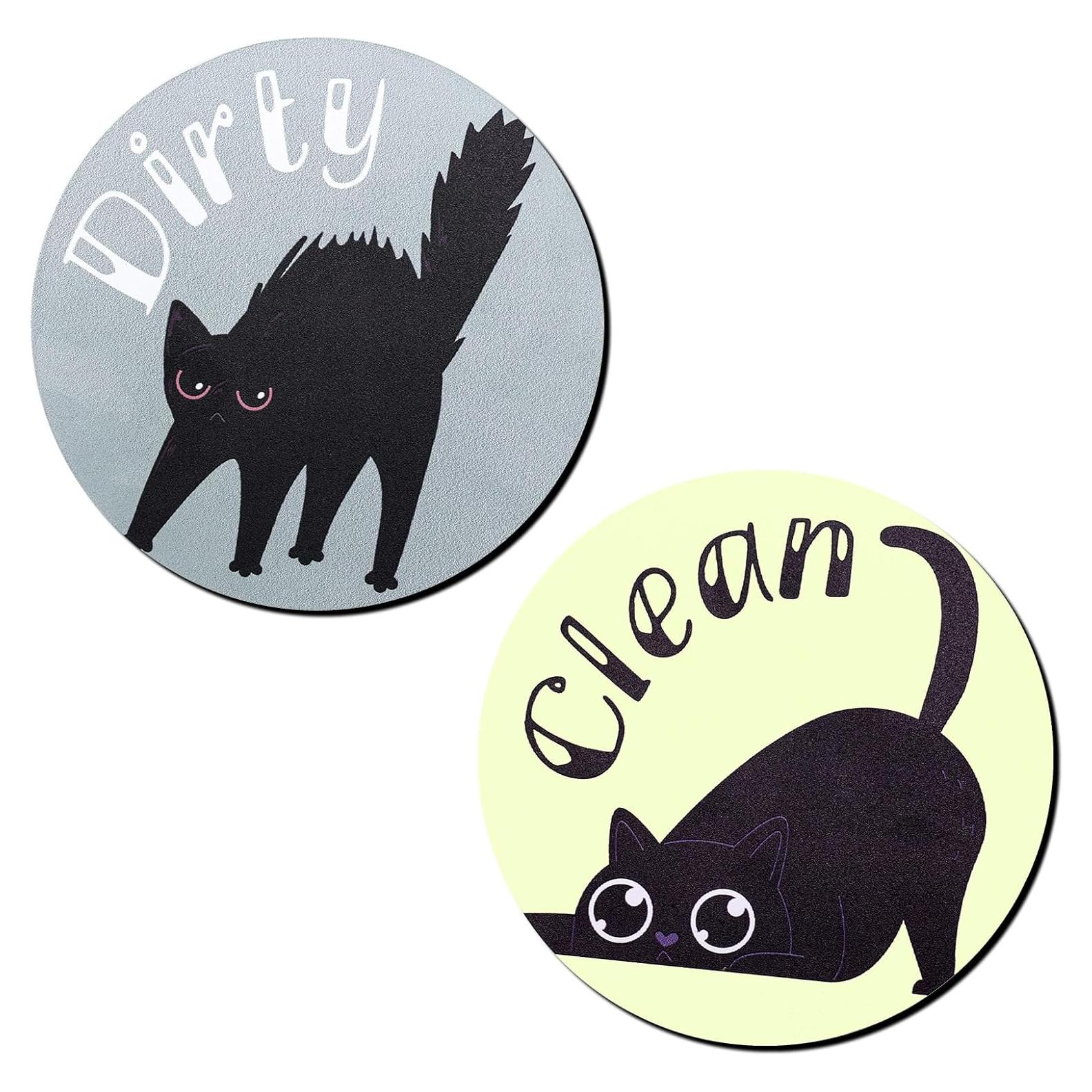 Imán de Lavavajillas Limpio Sucio Gosknor 2 Piezas Gato Negro