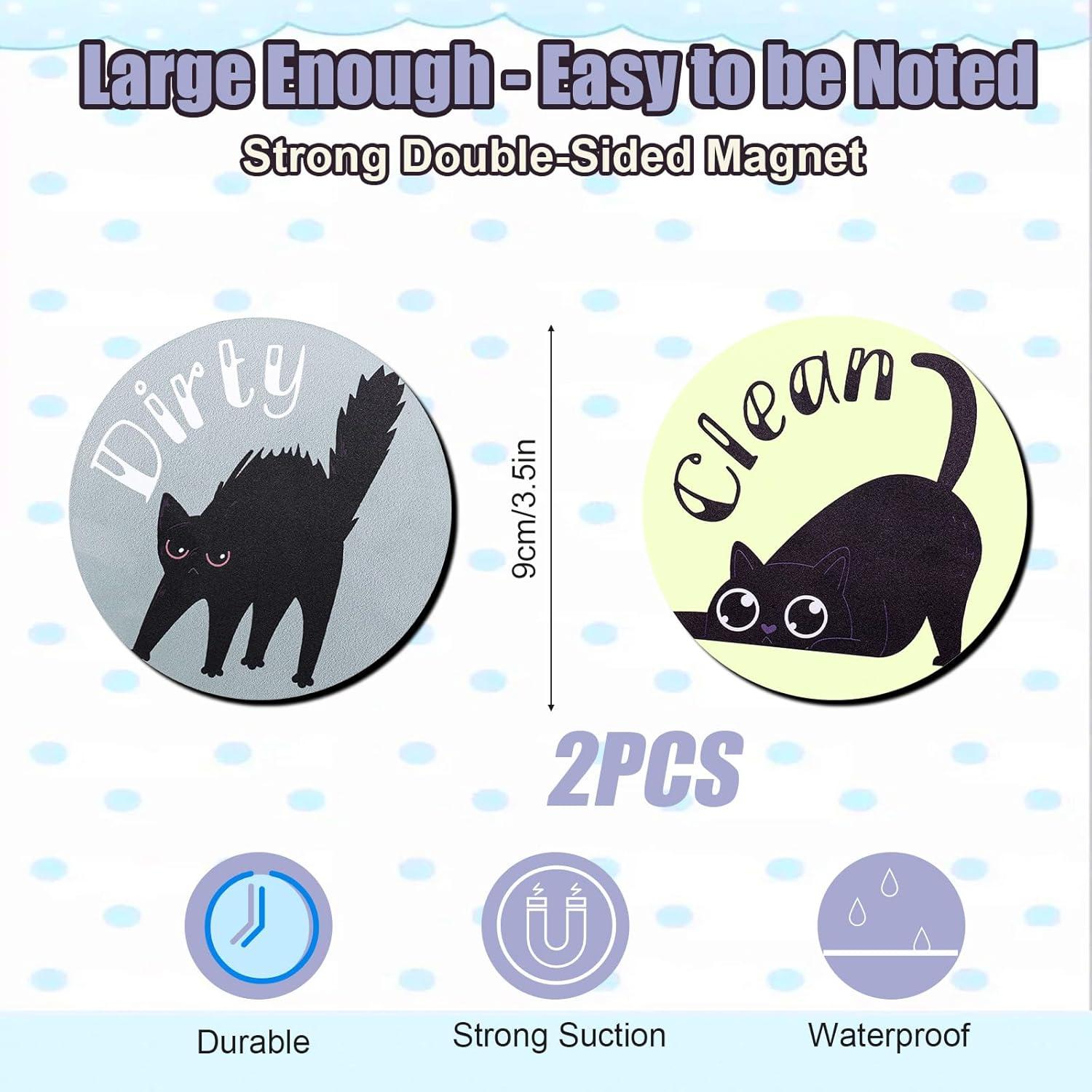 Imán de Lavavajillas Limpio Sucio Gosknor 2 Piezas Gato Negro