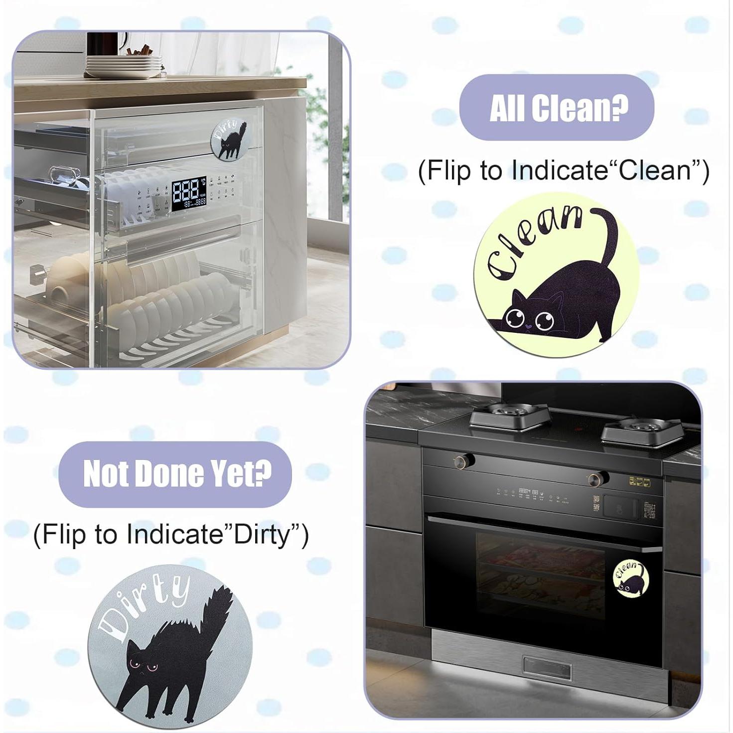 Imán de Lavavajillas Limpio Sucio Gosknor 2 Piezas Gato Negro