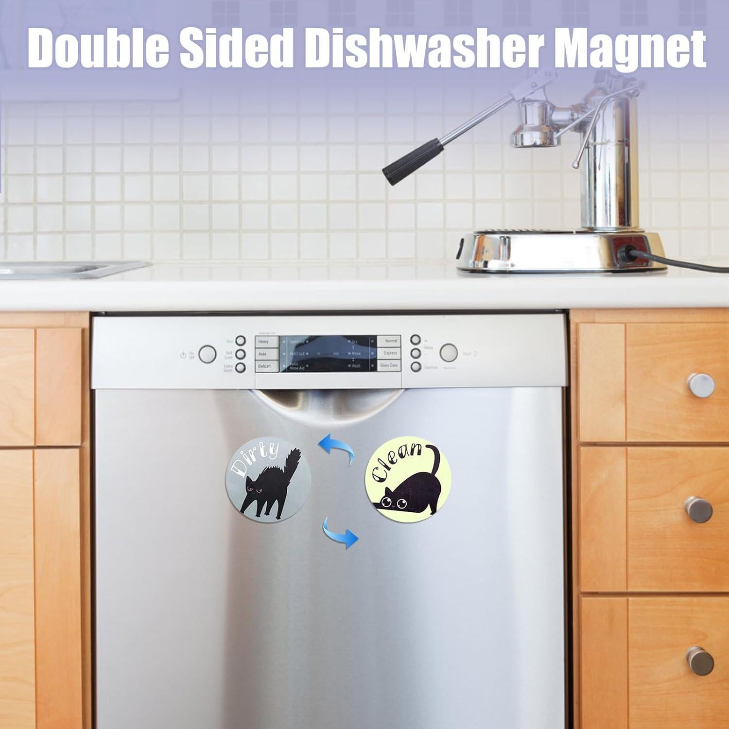 Imán de Lavavajillas Limpio Sucio Gosknor 2 Piezas Gato Negro