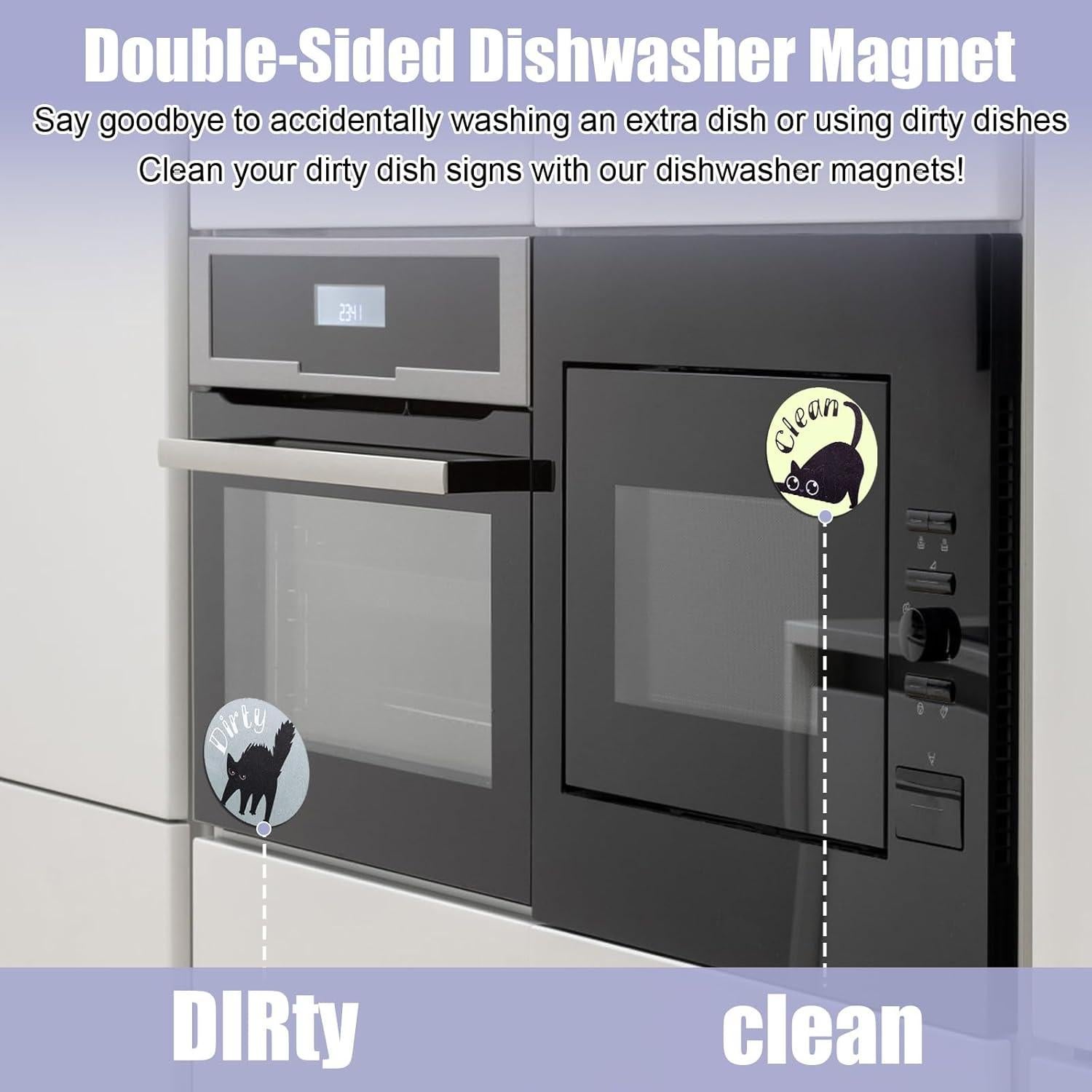 Imán de Lavavajillas Limpio Sucio Gosknor 2 Piezas Gato Negro