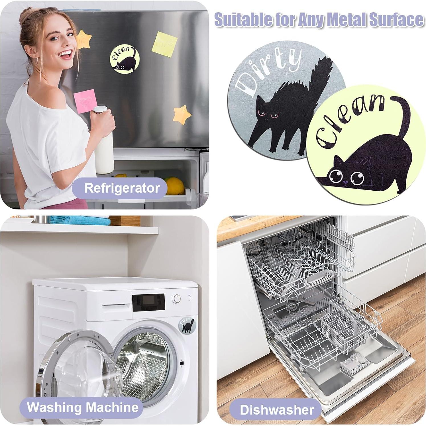 Imán de Lavavajillas Limpio Sucio Gosknor 2 Piezas Gato Negro