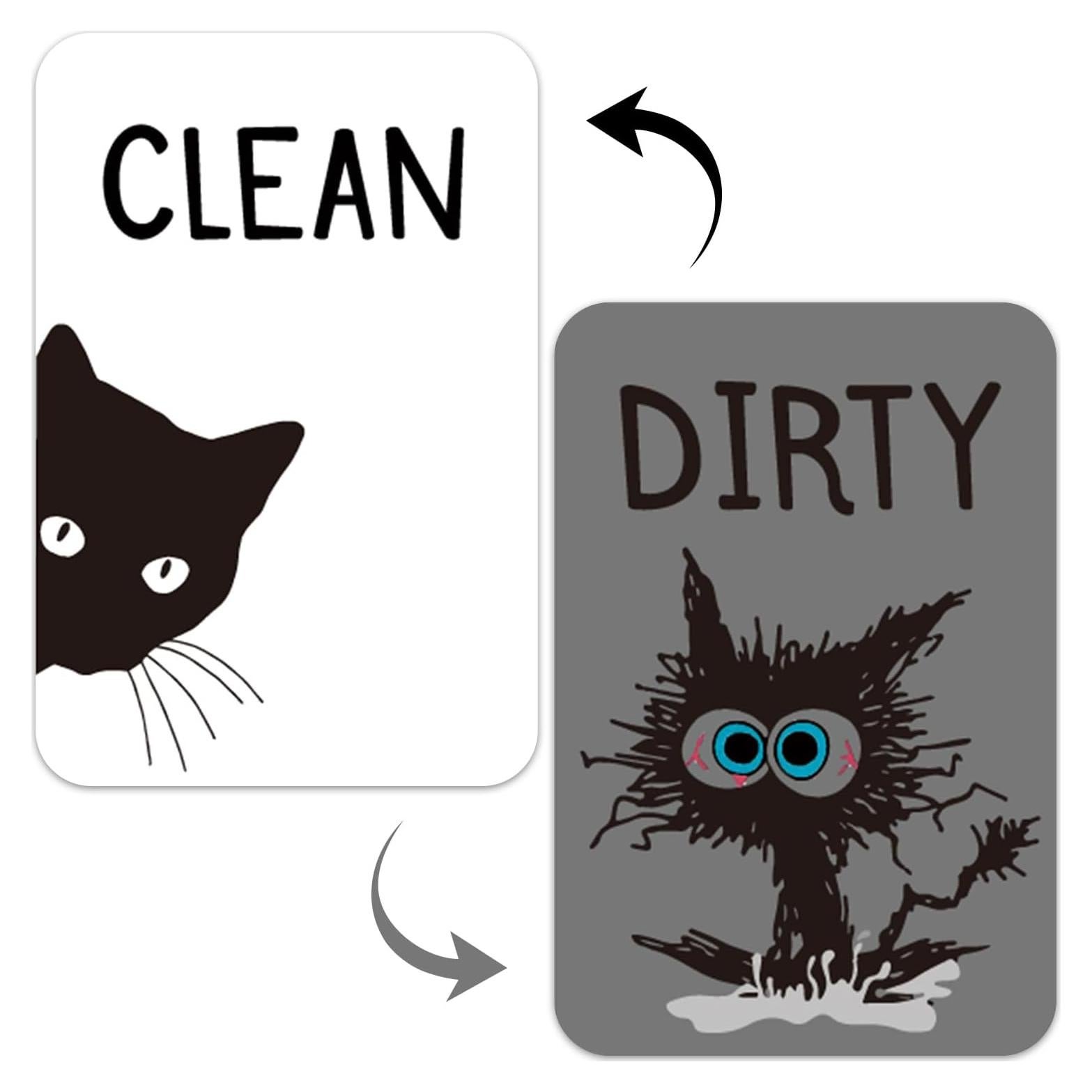 Imán de Lavavajillas PZJIEAN Gato Negro Doble Cara 8.9x5.6cm