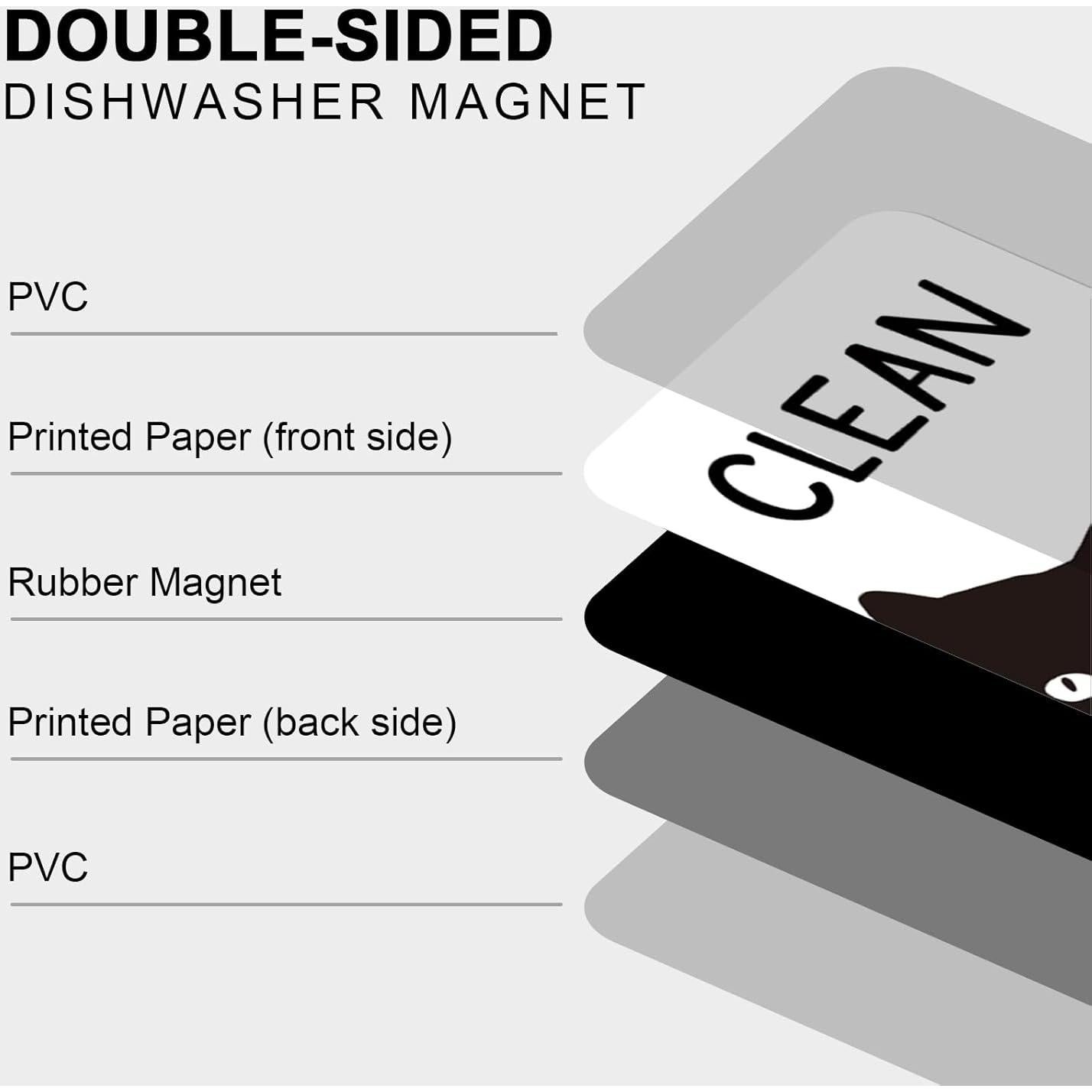 Imán de Lavavajillas PZJIEAN Gato Negro Doble Cara 8.9x5.6cm