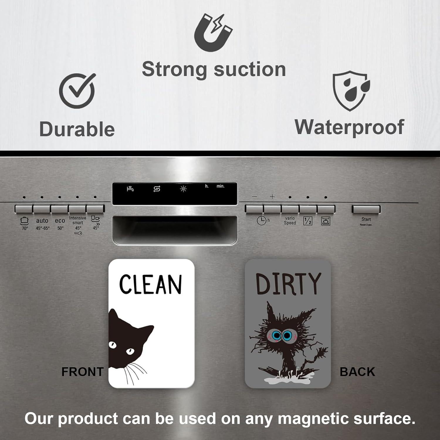 Imán de Lavavajillas PZJIEAN Gato Negro Doble Cara 8.9x5.6cm