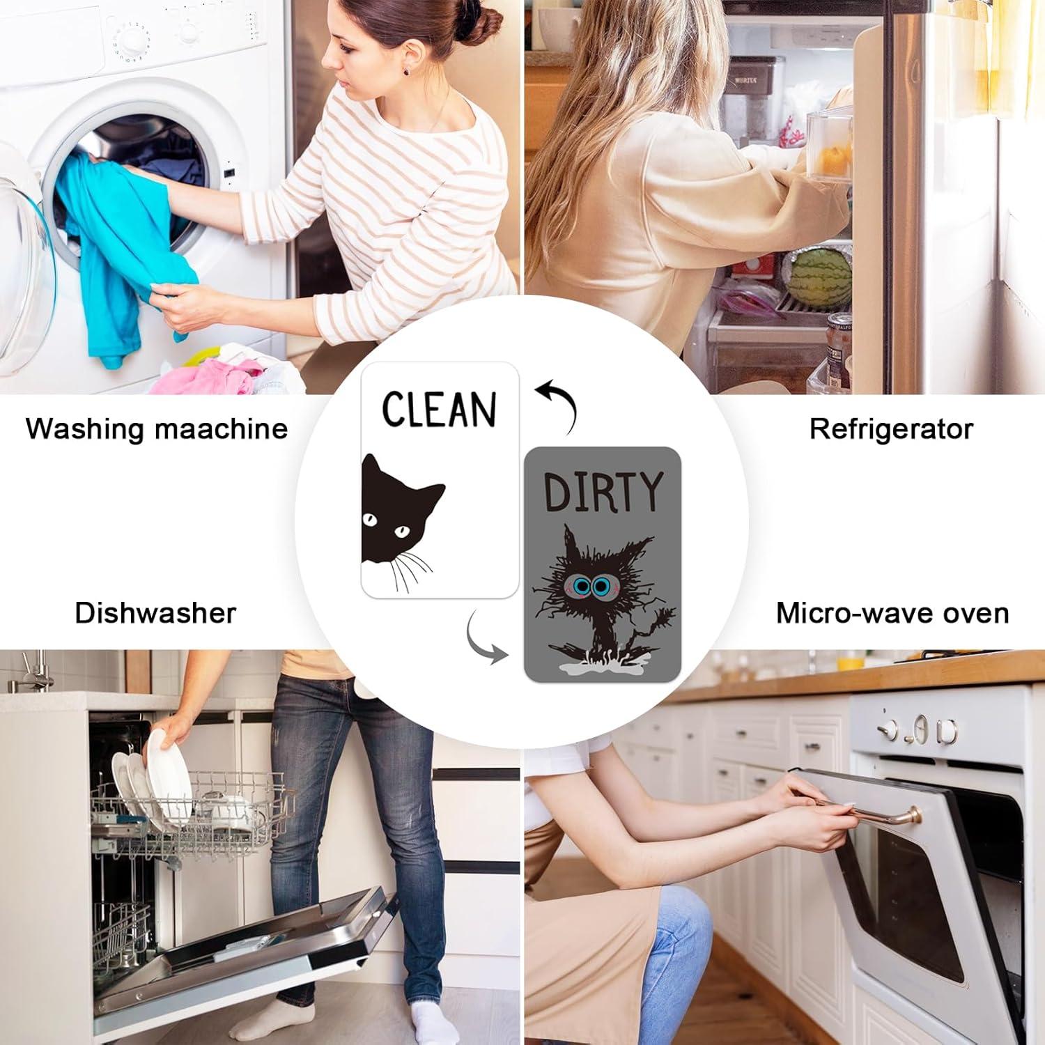 Imán de Lavavajillas PZJIEAN Gato Negro Doble Cara 8.9x5.6cm