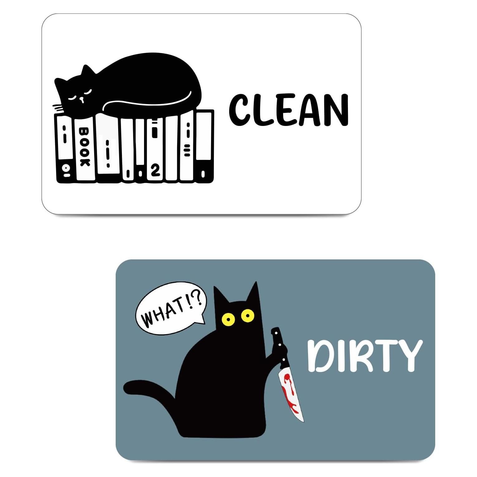 Imán de Lavavajillas Limpio Sucio Msyueos Gato Libro PVC
