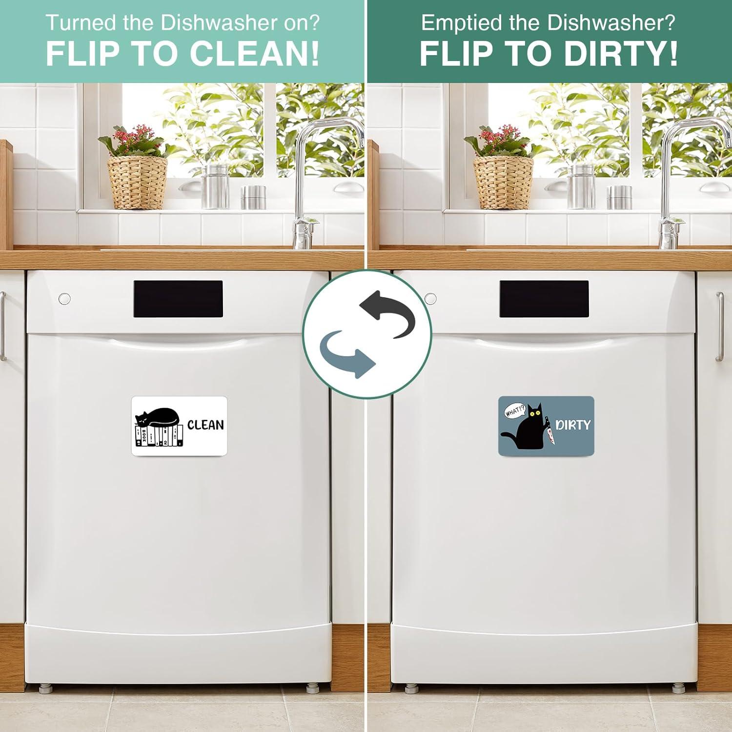 Imán de Lavavajillas Limpio Sucio Msyueos Gato Libro PVC