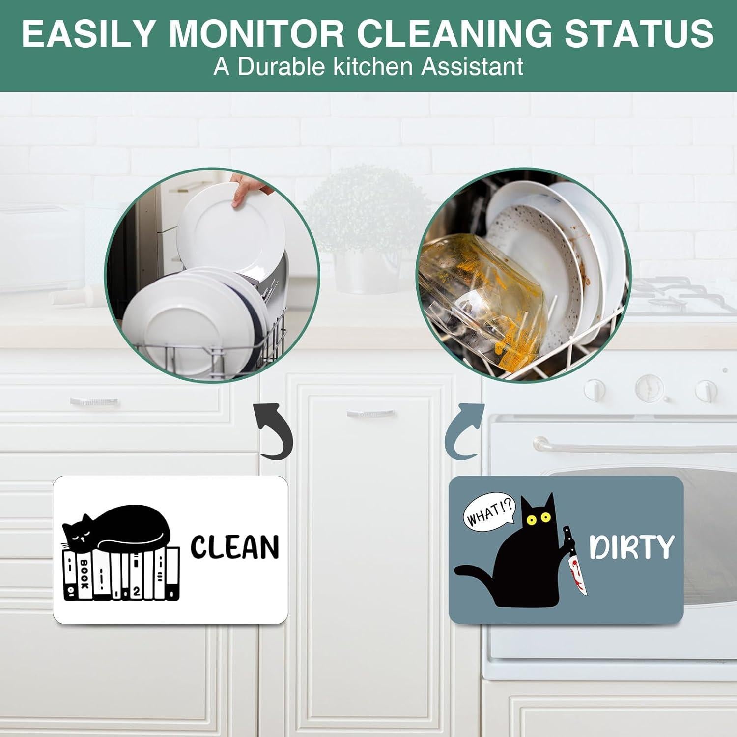 Imán de Lavavajillas Limpio Sucio Msyueos Gato Libro PVC