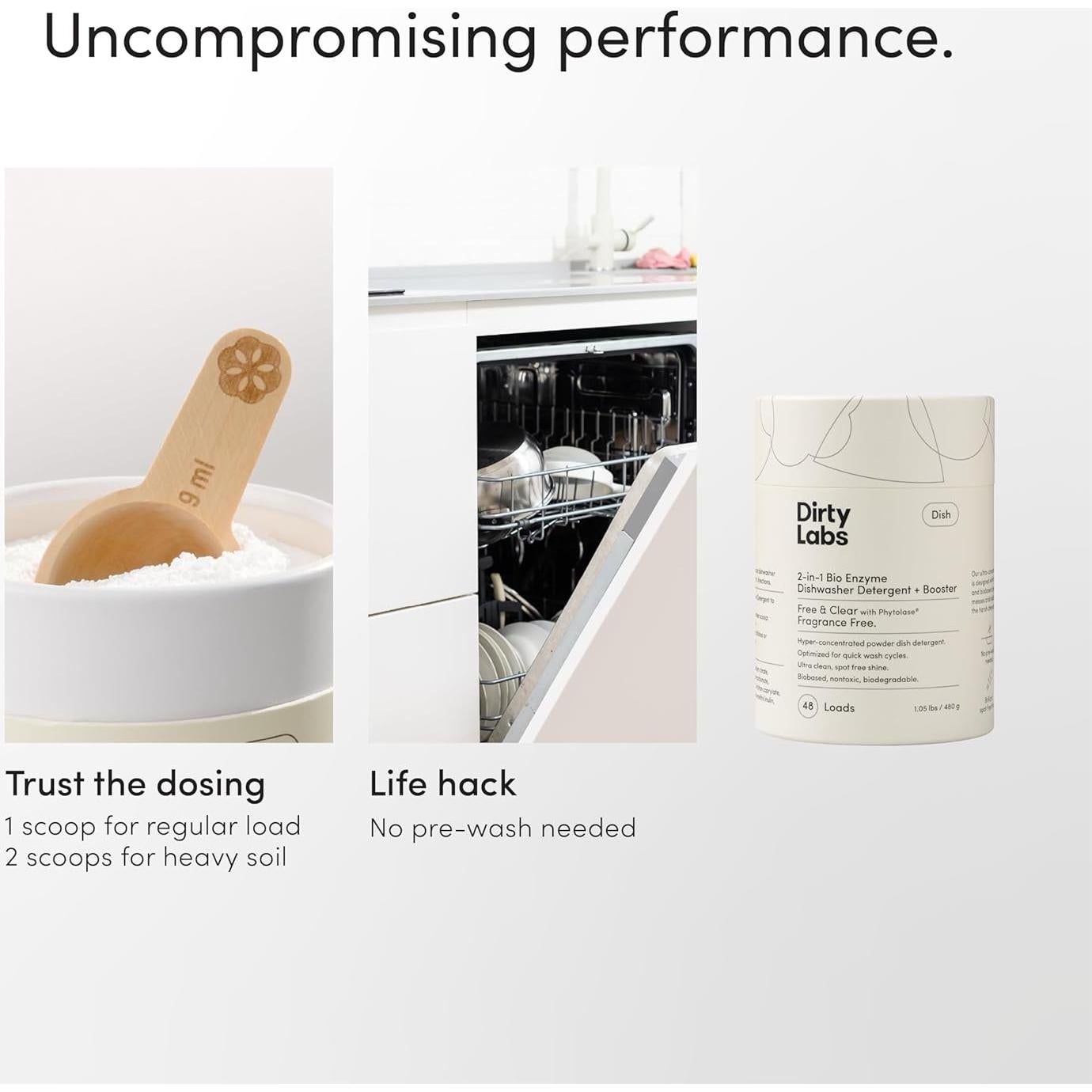 Detergente para Lavavajillas Dirty Labs 480g Sin Fragancia