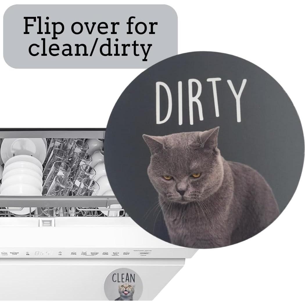 Imán de Lavavajillas de Gato Limpio Sucio 8.89cm Pretty Inappropriate