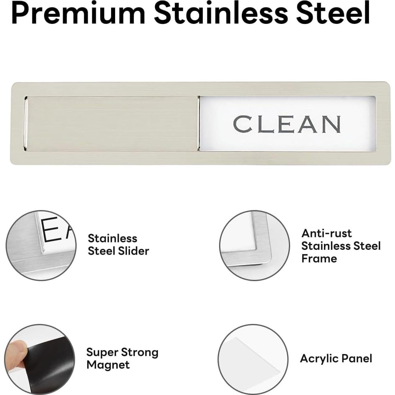 Imán de Acero Inoxidable NEYDADU Limpio Sucio 17.78x4.06cm