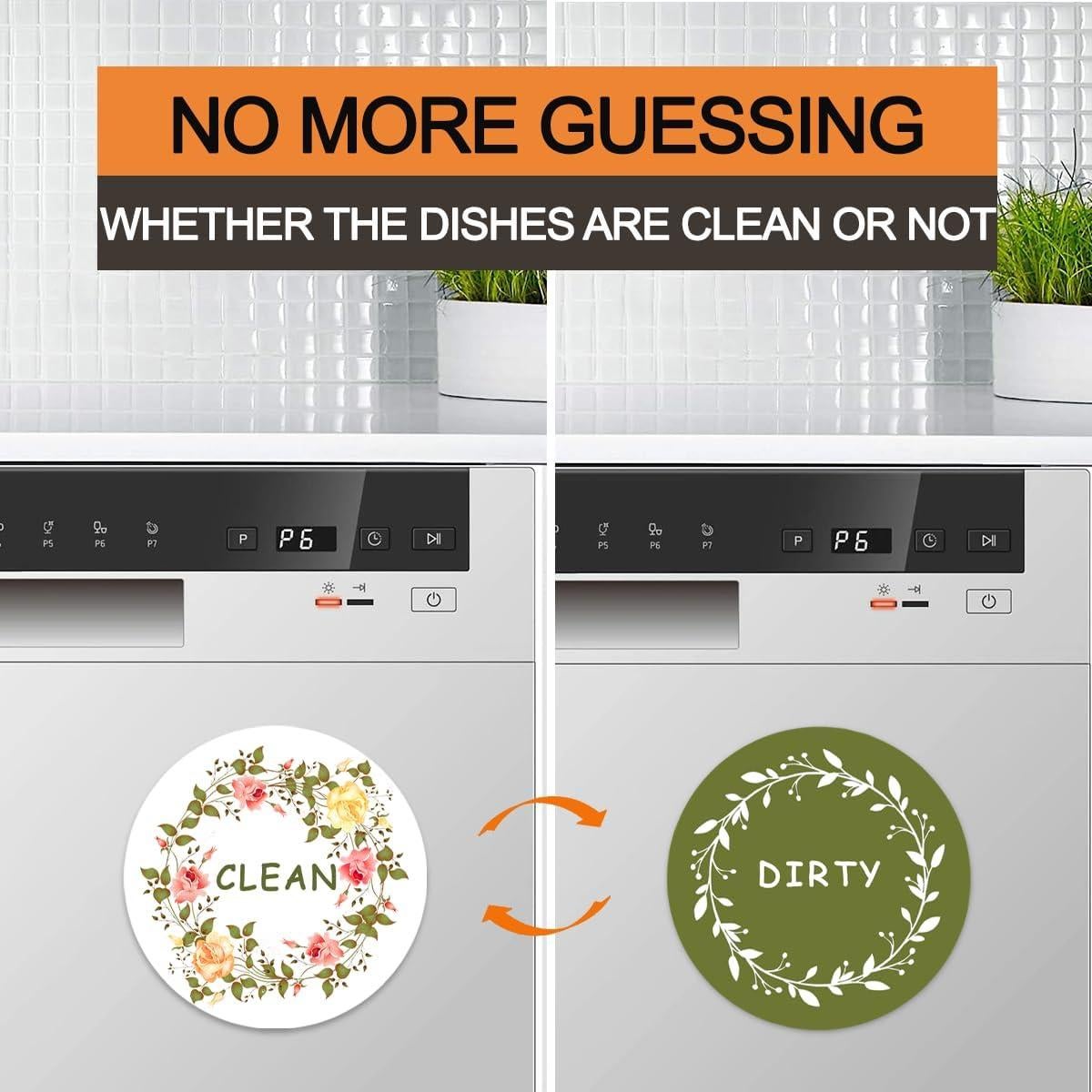 Imán de Lavavajillas Limpio Sucio KEYDUACU 11cm Flores