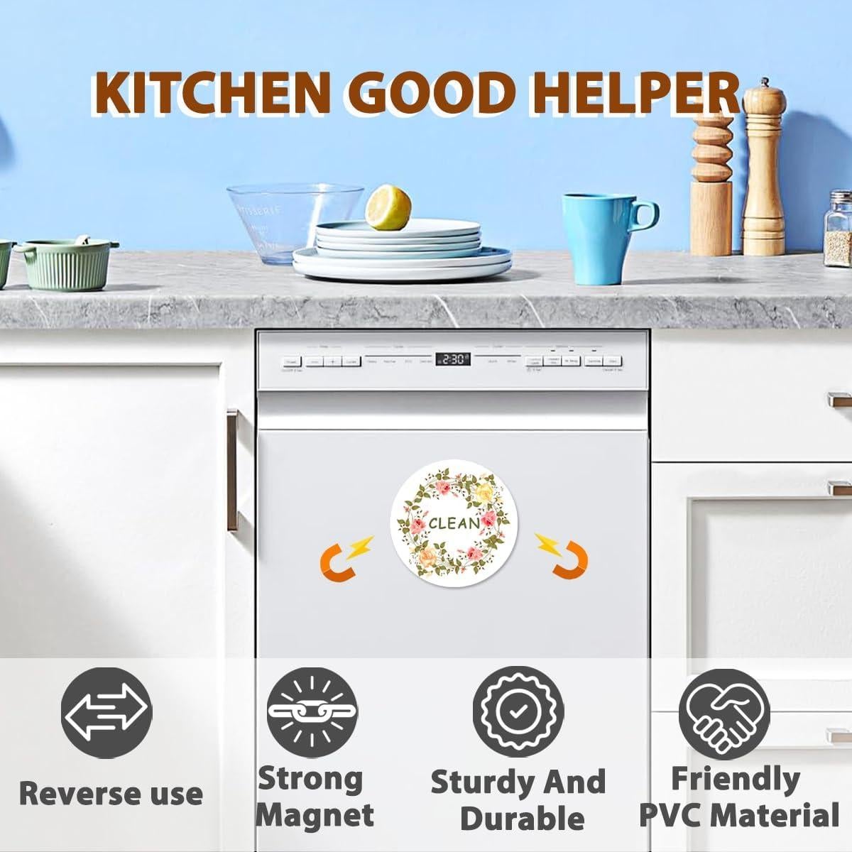 Imán de Lavavajillas Limpio Sucio KEYDUACU 11cm Flores