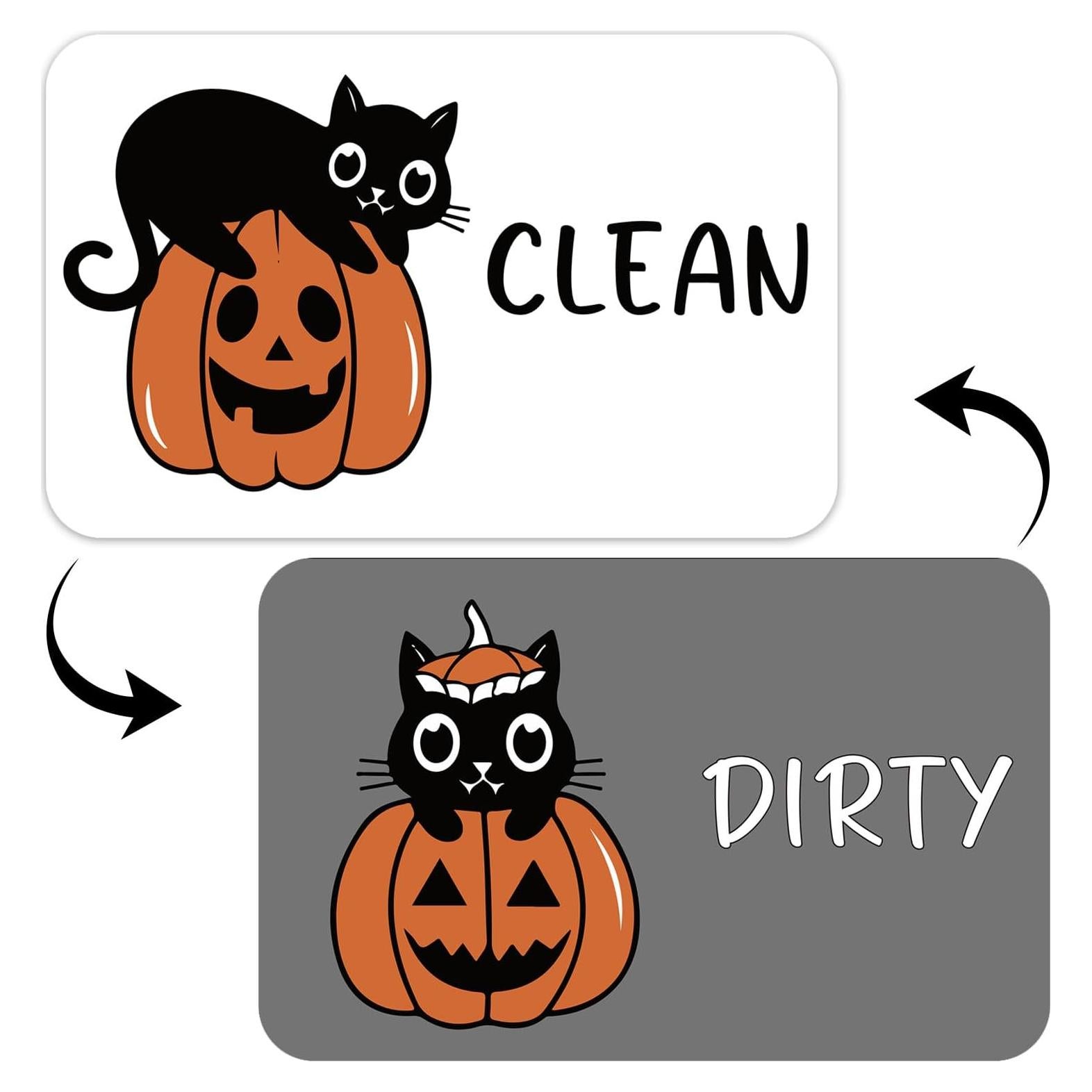 Imán de Lavavajillas PZJIEAN Gato Calabaza Doble Cara 8.9x5.6cm