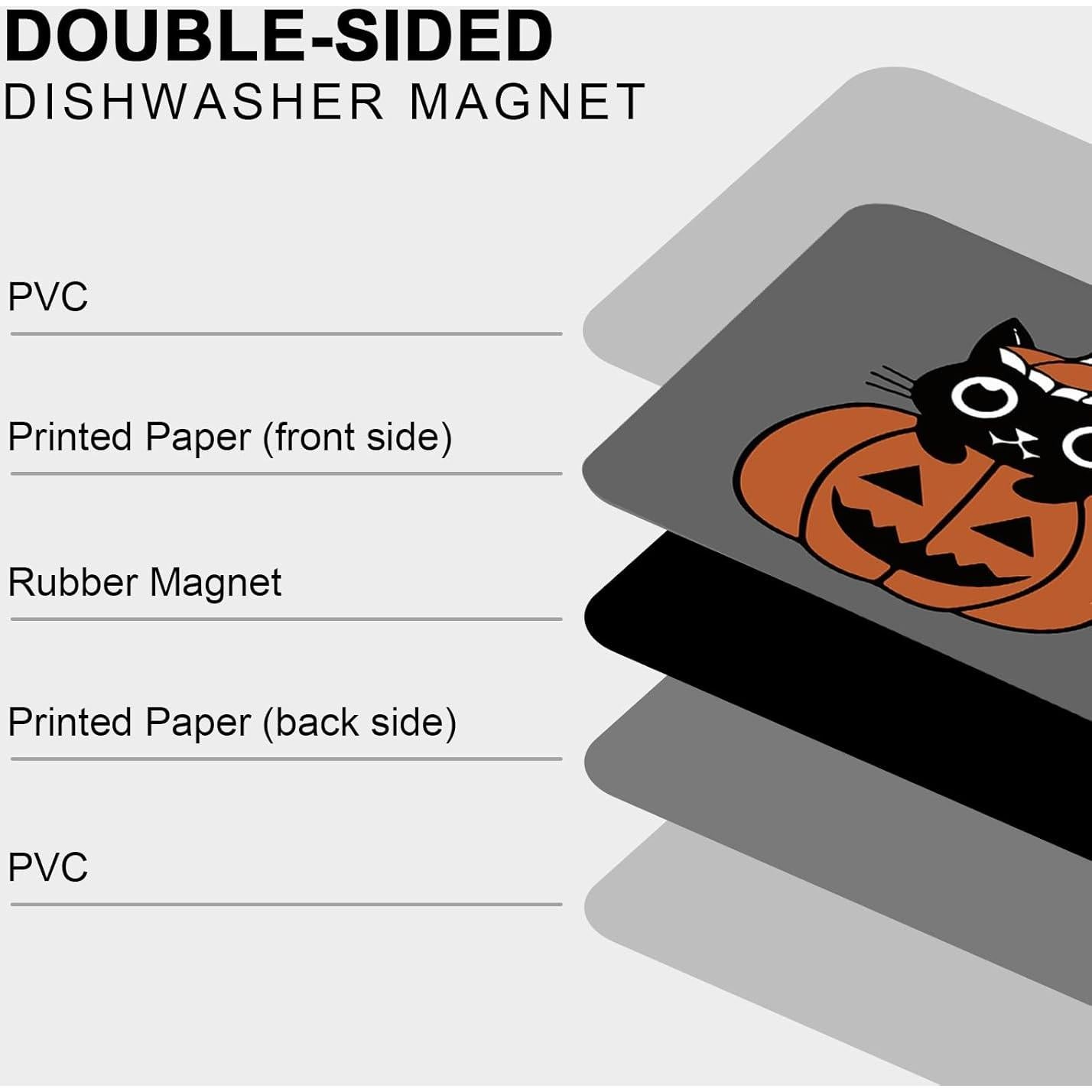 Imán de Lavavajillas PZJIEAN Gato Calabaza Doble Cara 8.9x5.6cm