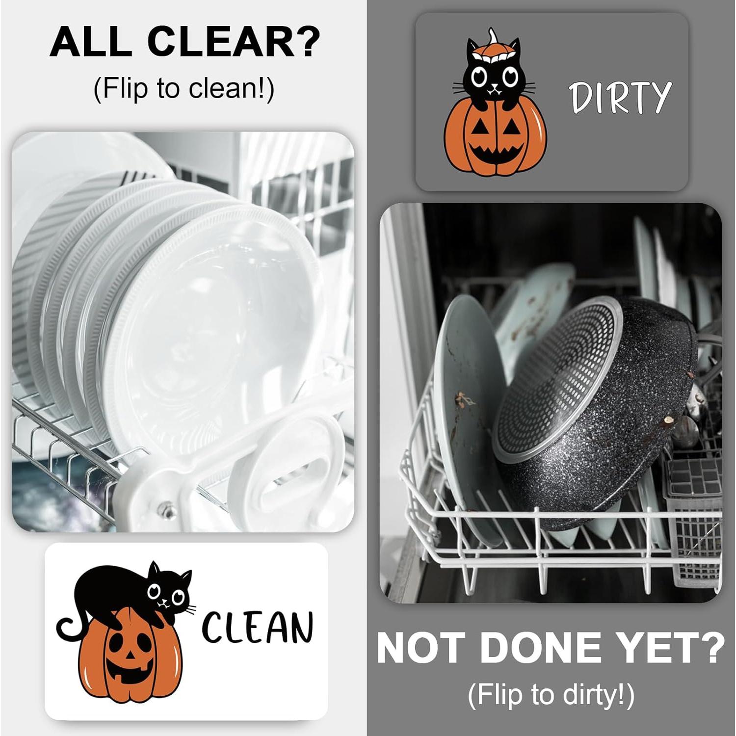 Imán de Lavavajillas PZJIEAN Gato Calabaza Doble Cara 8.9x5.6cm