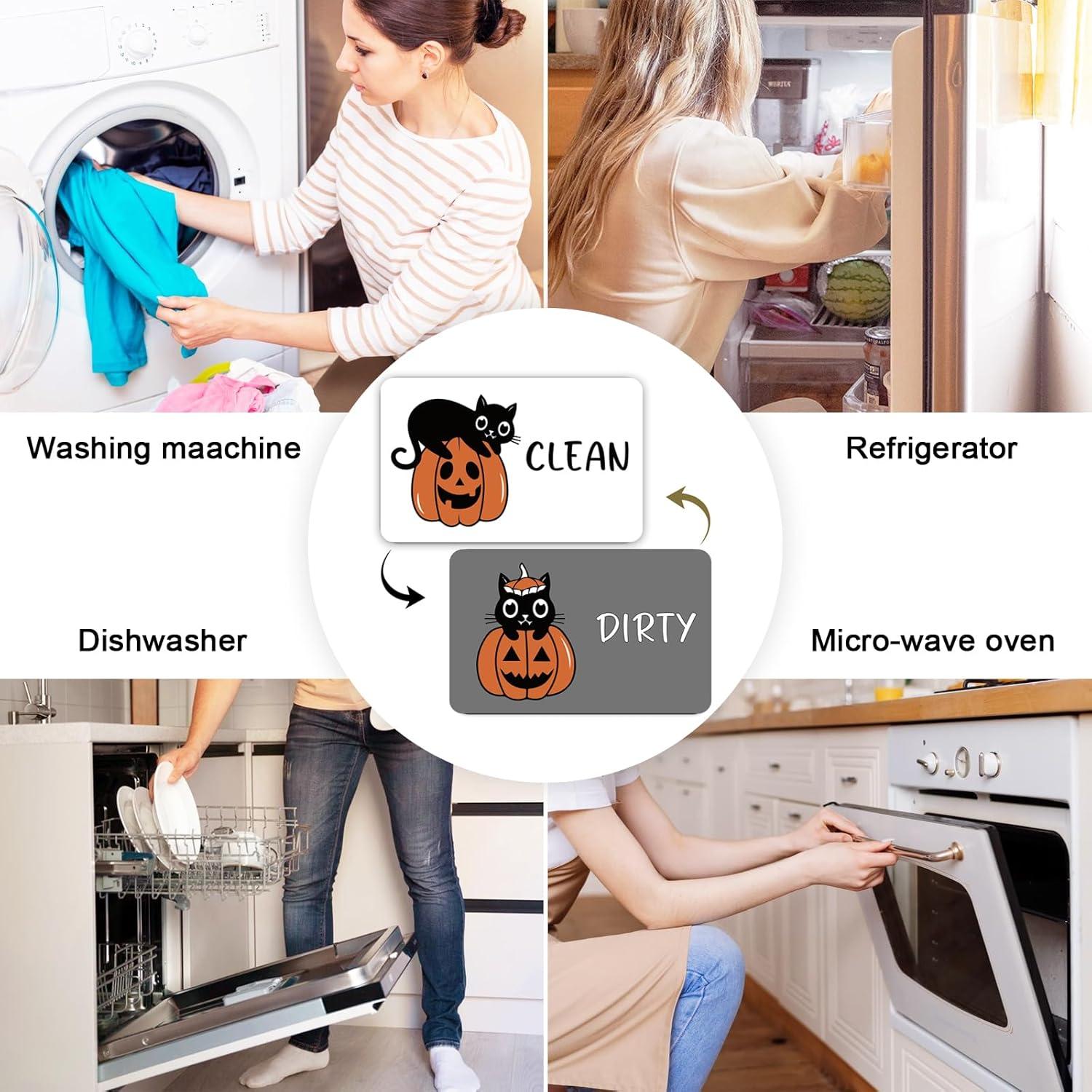 Imán de Lavavajillas PZJIEAN Gato Calabaza Doble Cara 8.9x5.6cm