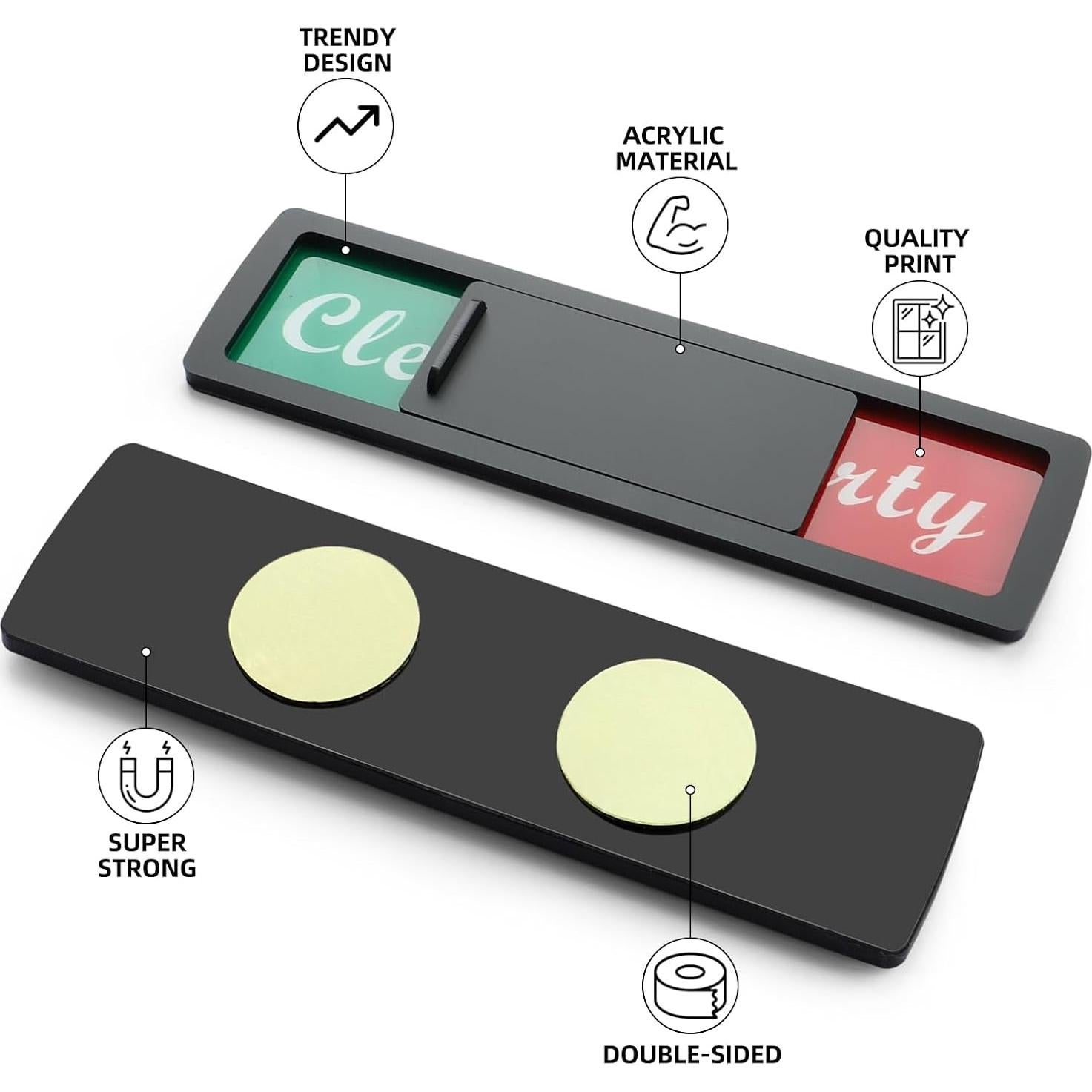 Imán Lavavajillas Limpio Sucio FXRN 17.78x5.08cm Negro