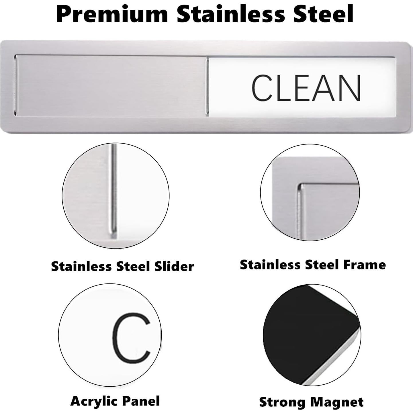 Señal Magnética Acero Inoxidable GUIFIER Limpio Sucio 18x4cm