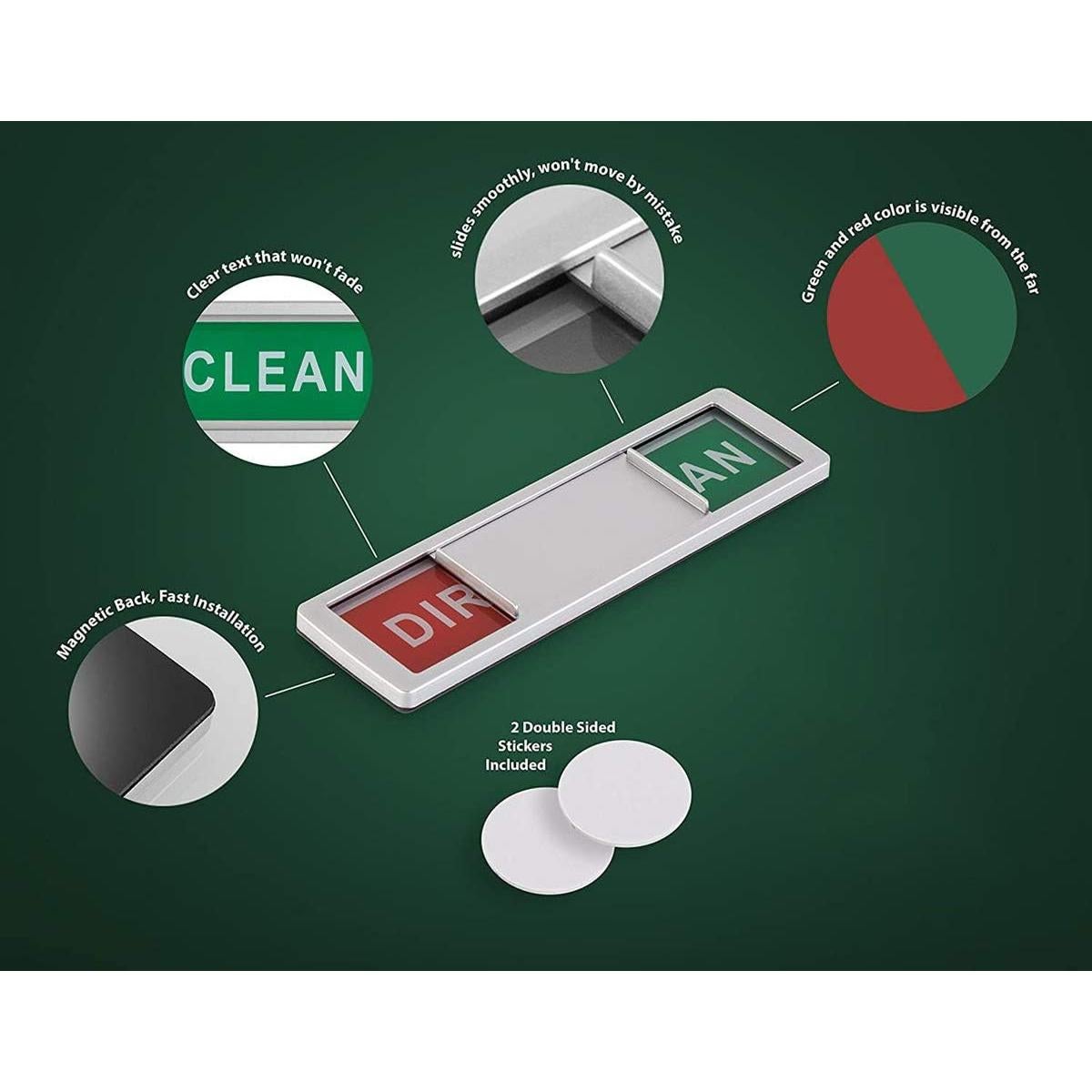 Indicador Limpio Sucio Magnético TabEnter 17.78x5.08cm Plateado