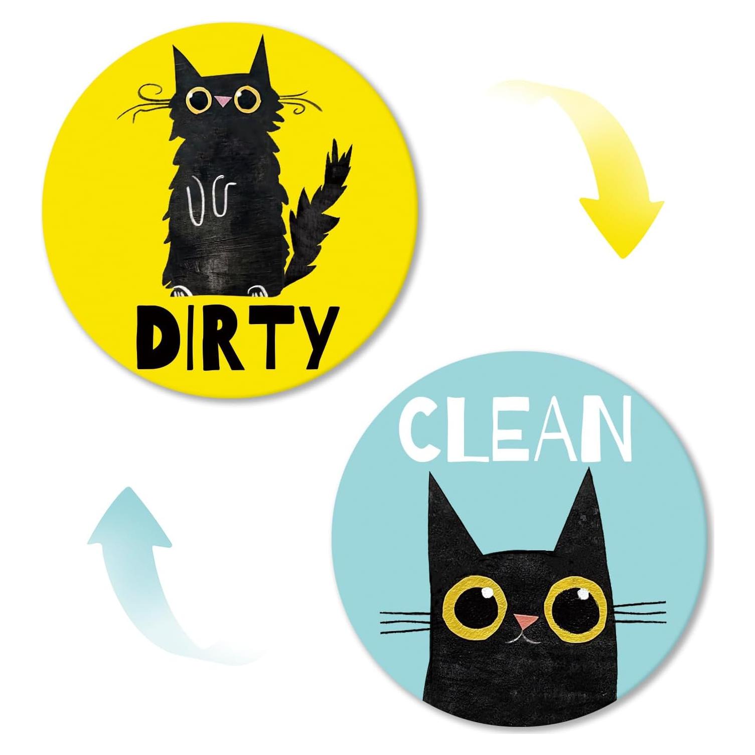 Imán de Lavavajillas Stology Gato Negro Redondo 6.35cm