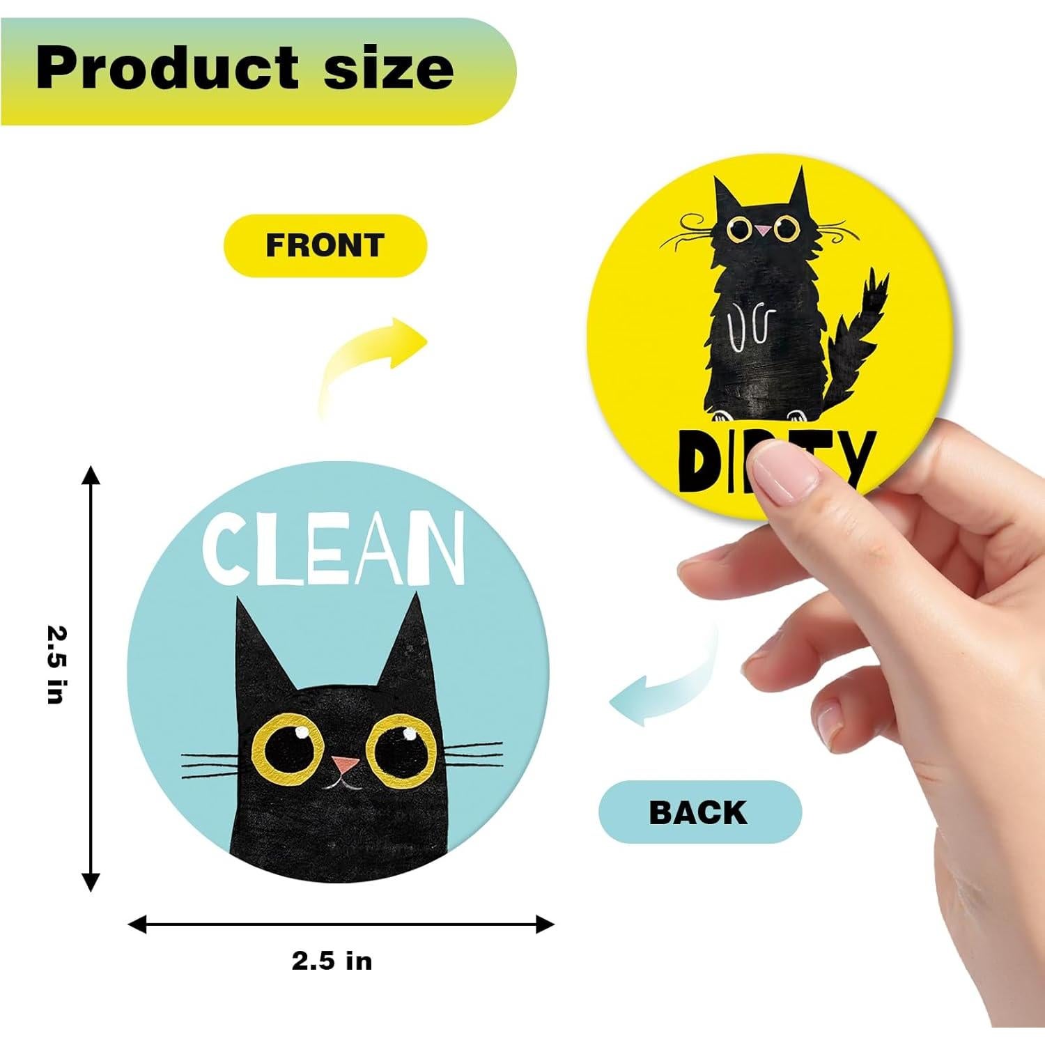 Imán de Lavavajillas Stology Gato Negro Redondo 6.35cm