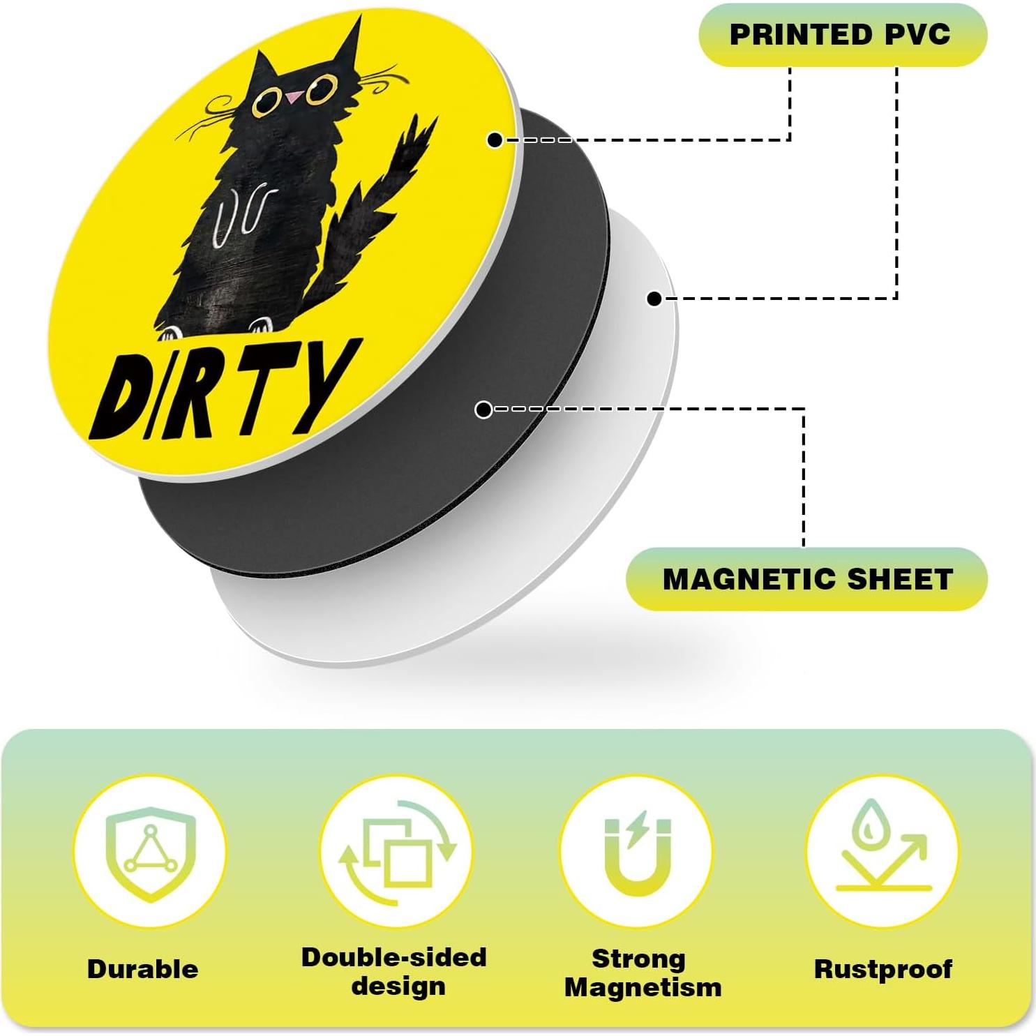 Imán de Lavavajillas Stology Gato Negro Redondo 6.35cm