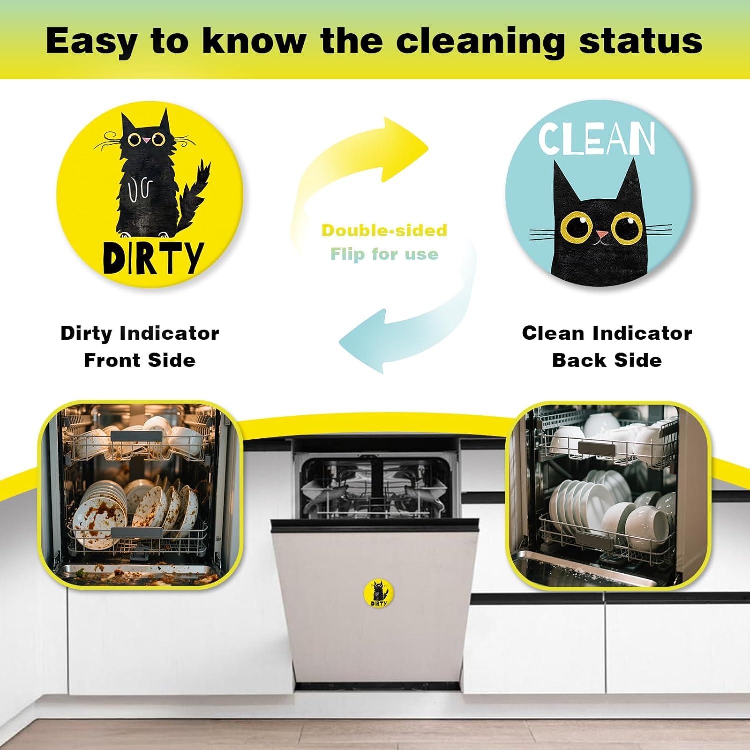 Imán de Lavavajillas Stology Gato Negro Redondo 6.35cm