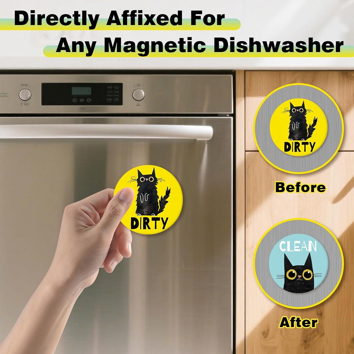 Imán de Lavavajillas Stology Gato Negro Redondo 6.35cm