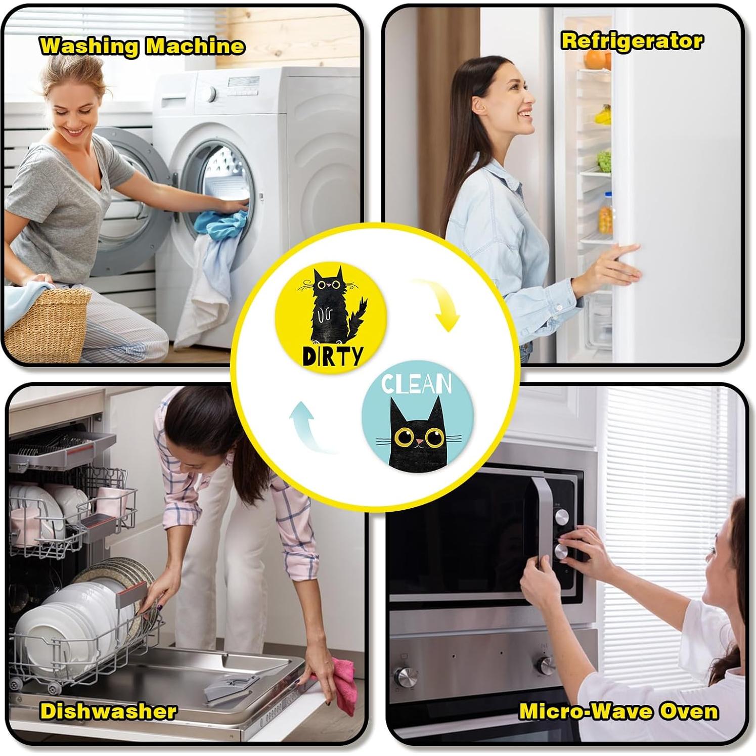 Imán de Lavavajillas Stology Gato Negro Redondo 6.35cm