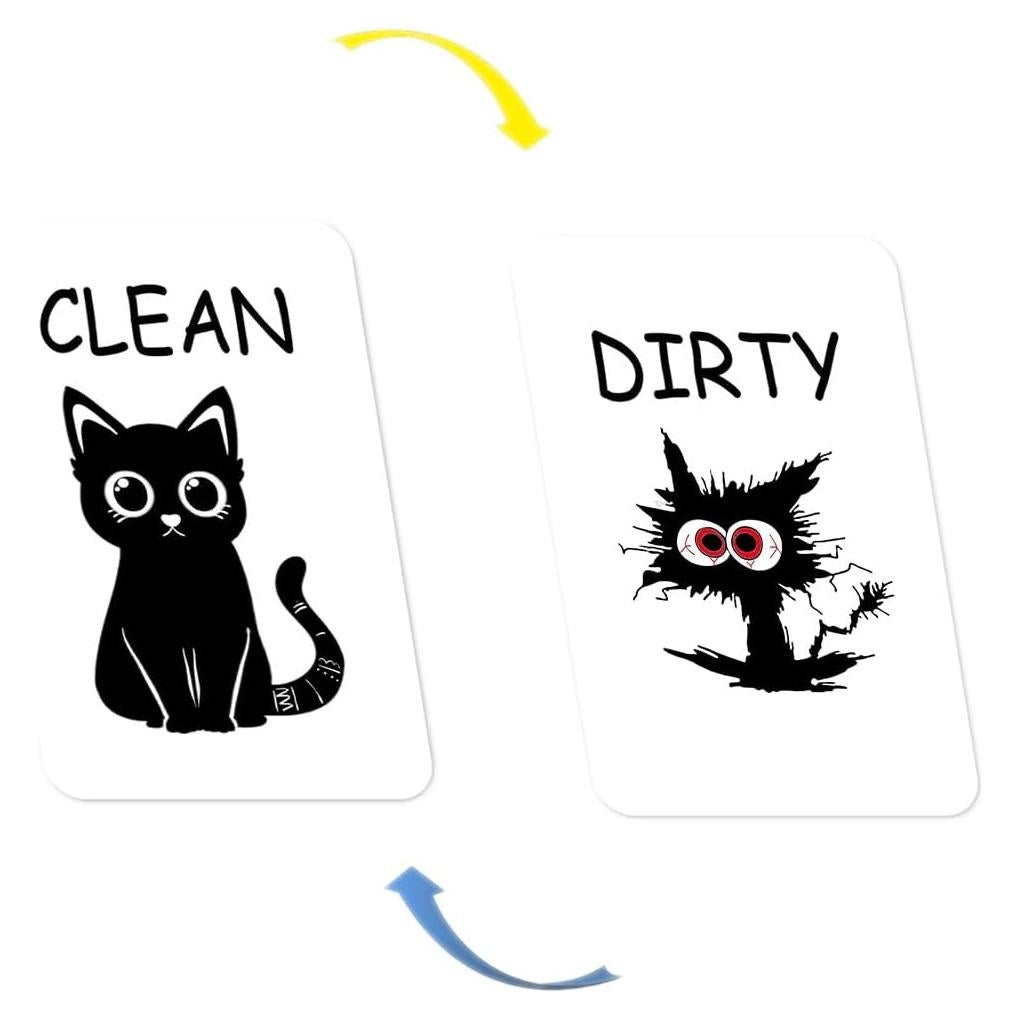 Imán de Lavavajillas Limpio Sucio BEITEMAT Gato Negro 8.89x5.56cm
