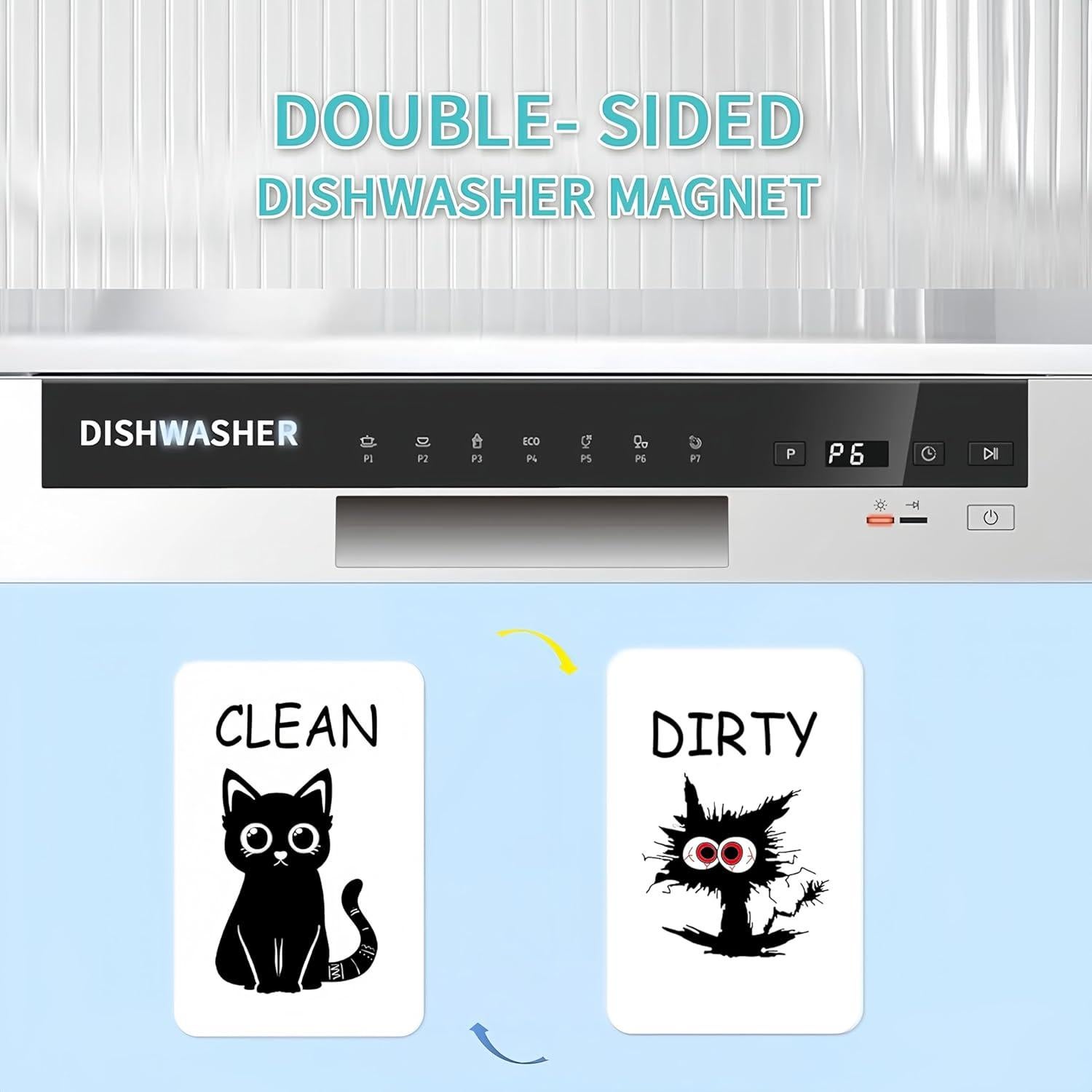 Imán de Lavavajillas Limpio Sucio BEITEMAT Gato Negro 8.89x5.56cm