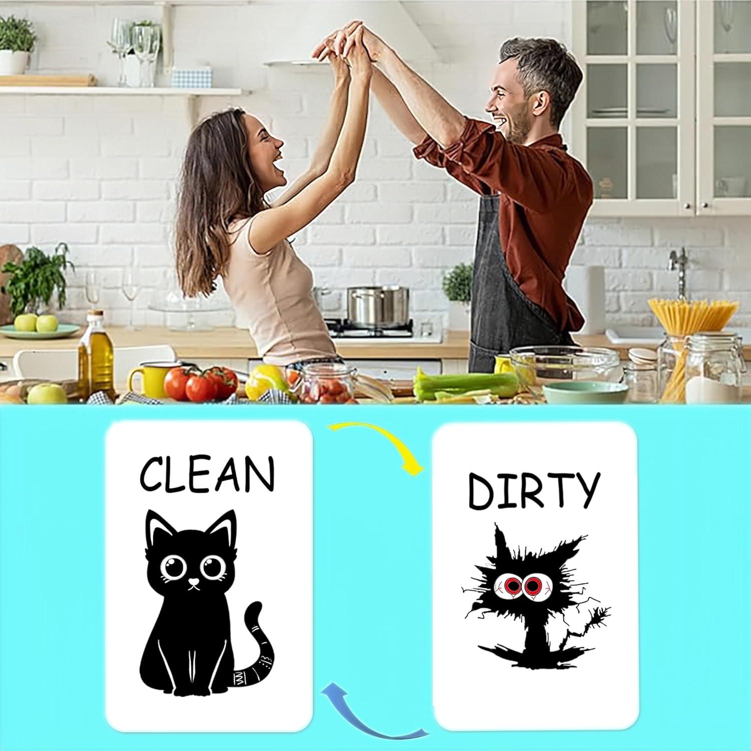 Imán de Lavavajillas Limpio Sucio BEITEMAT Gato Negro 8.89x5.56cm