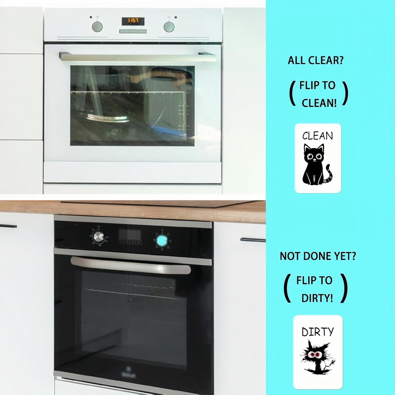 Imán de Lavavajillas Limpio Sucio BEITEMAT Gato Negro 8.89x5.56cm