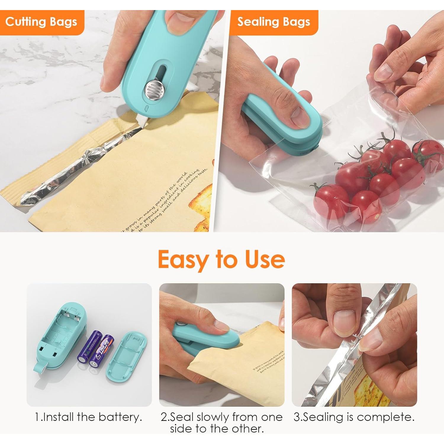 Sello de Bolsa 2 en 1 FEPPO Rosa/Verde - Cortador y Resealador