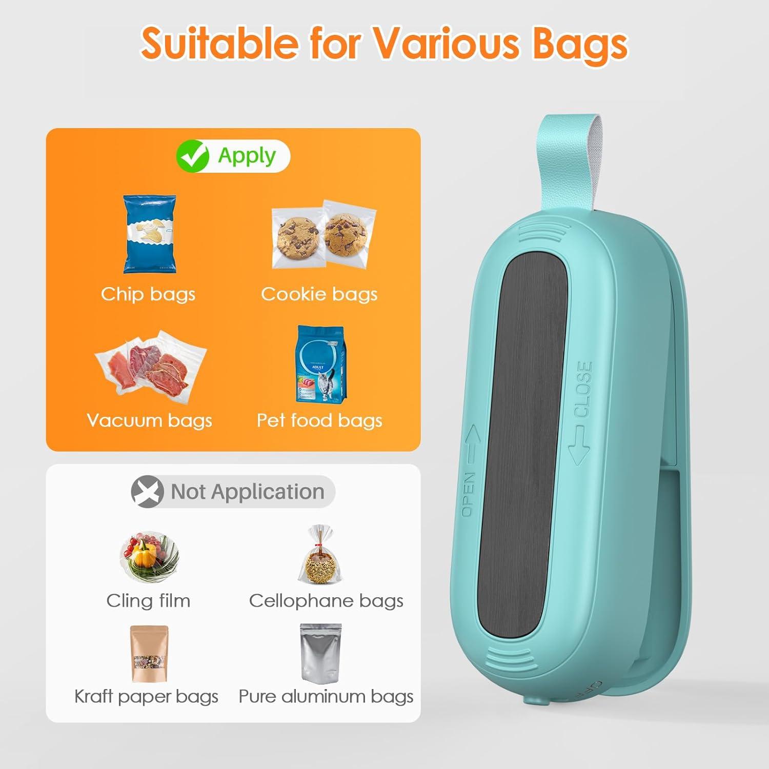 Sello de Bolsa 2 en 1 FEPPO Rosa/Verde - Cortador y Resealador