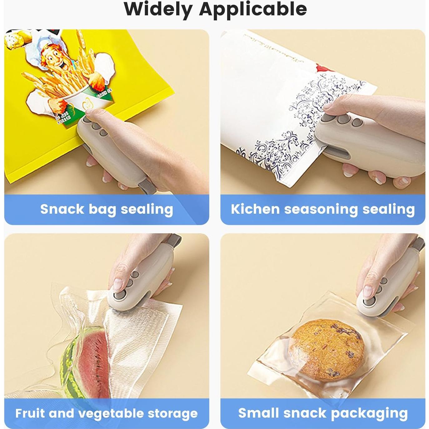 Mini Sello de Bolsas Recargable Lartedaux 2 en 1 Blanco