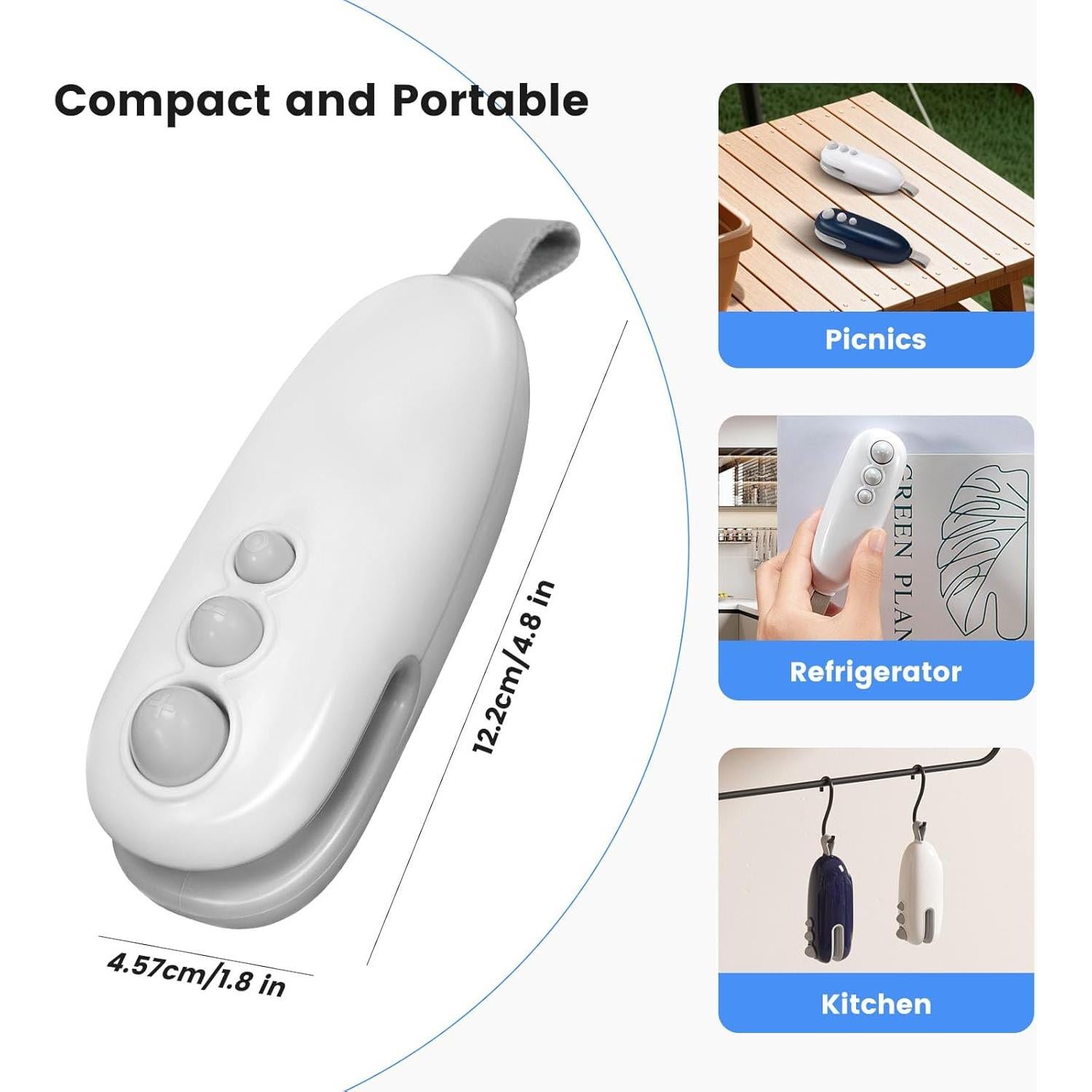 Mini Sello de Bolsas Recargable Lartedaux 2 en 1 Blanco