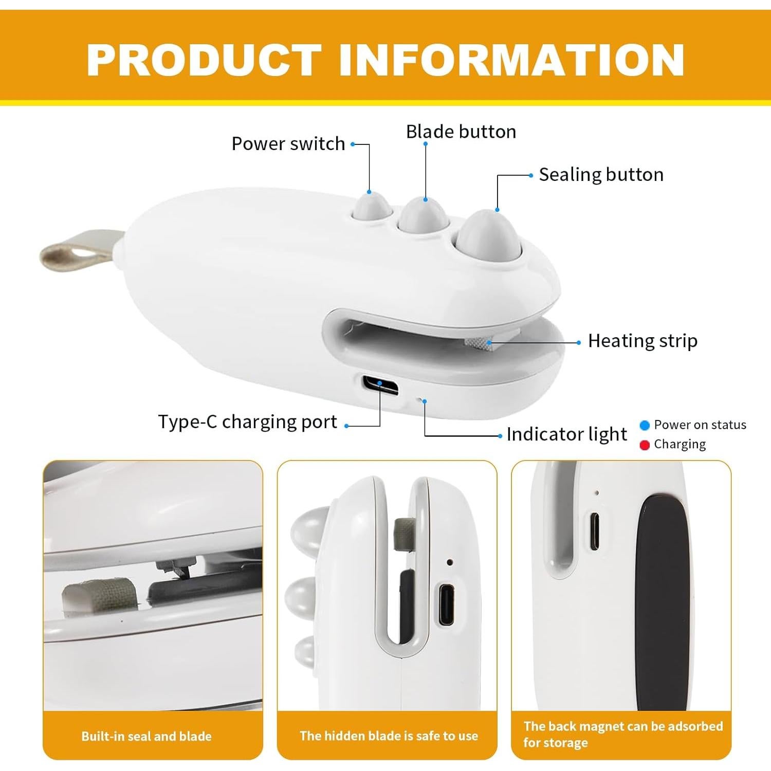 Mini Sello de Bolsas 2 en 1 QPOJIZ Cortador y Sellador